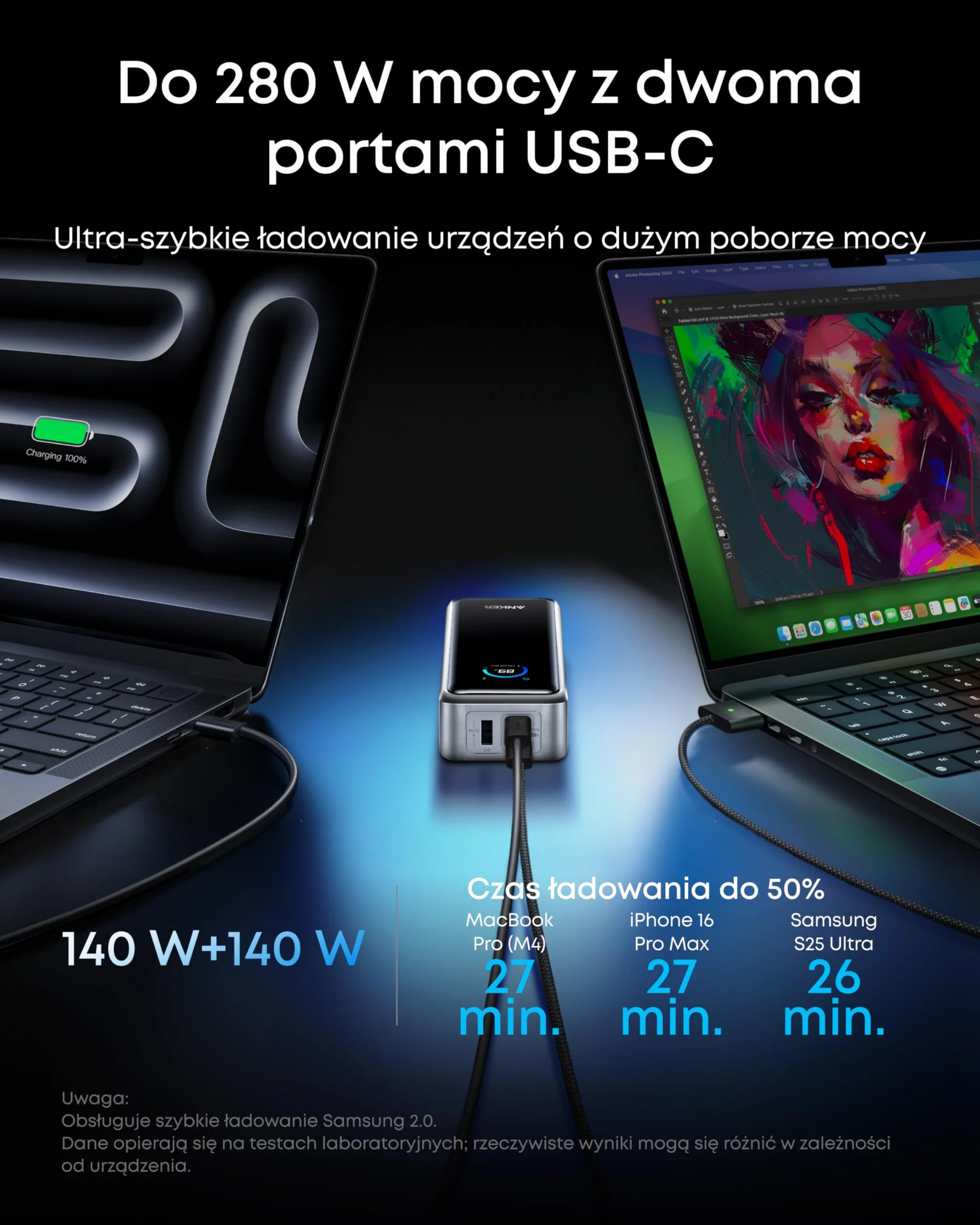 Anker Prime Power bank 26 250 mAh 300 W 3 porty przenośny sterowanie aplikacją