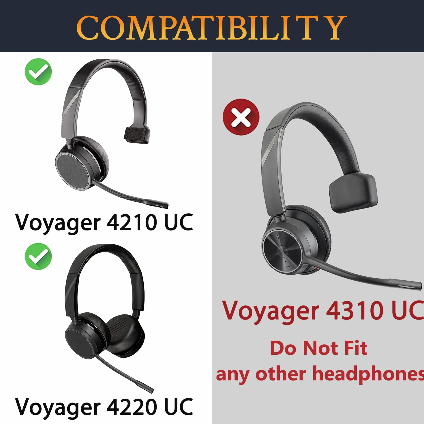 SOULWIT Pokrowiec na pałąk ze skóry proteinowej do Plantronics(Poly) Voyager 4220 UC/4210 UC słuchawek, część zamienna do naprawy pałąka