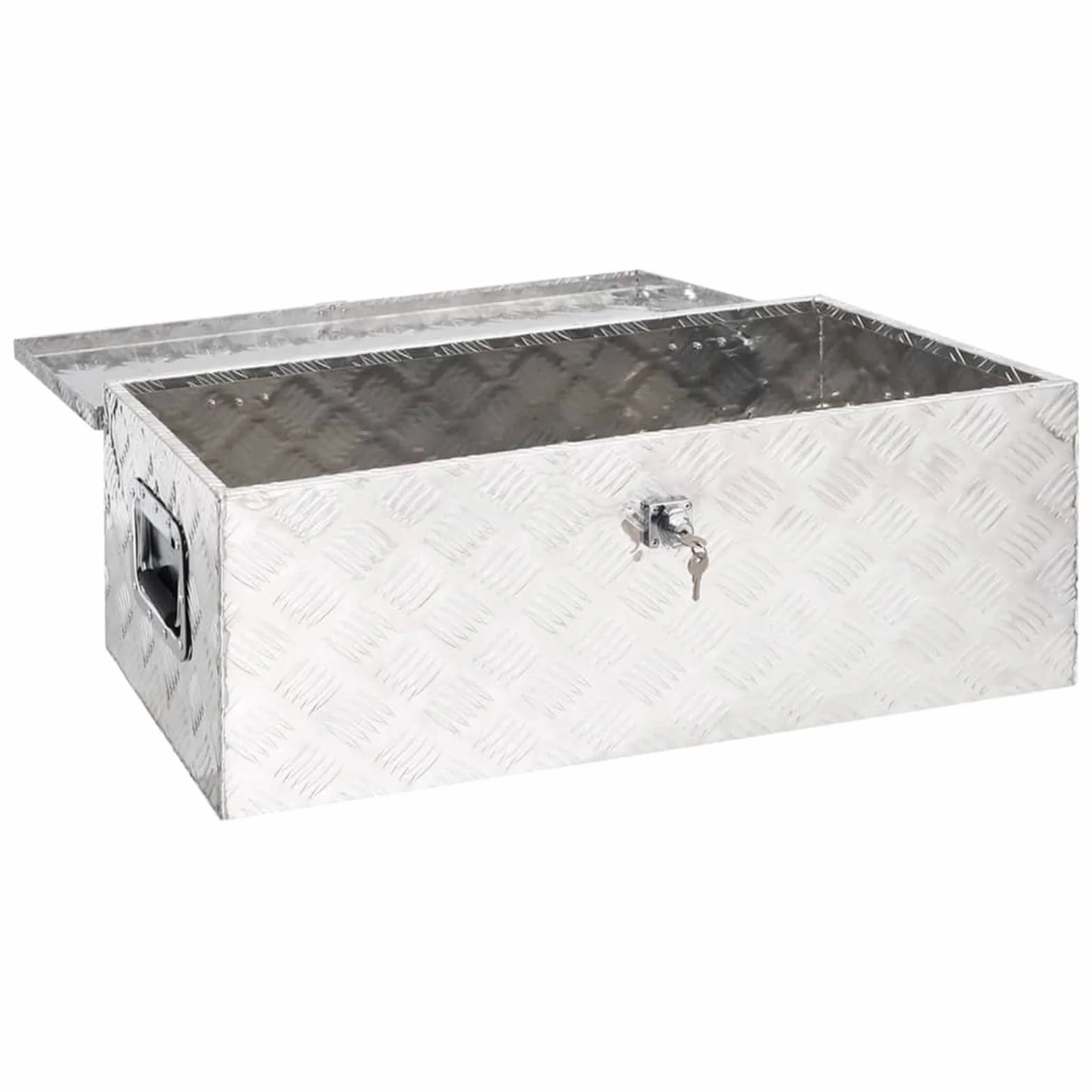 ShGaxin Aluminiowa skrzynka narzędziowa, metalowa skrzynka narzędziowa, skrzynka narzędziowa, aluminiowa obudowa, srebro 90x47x33,5 cm