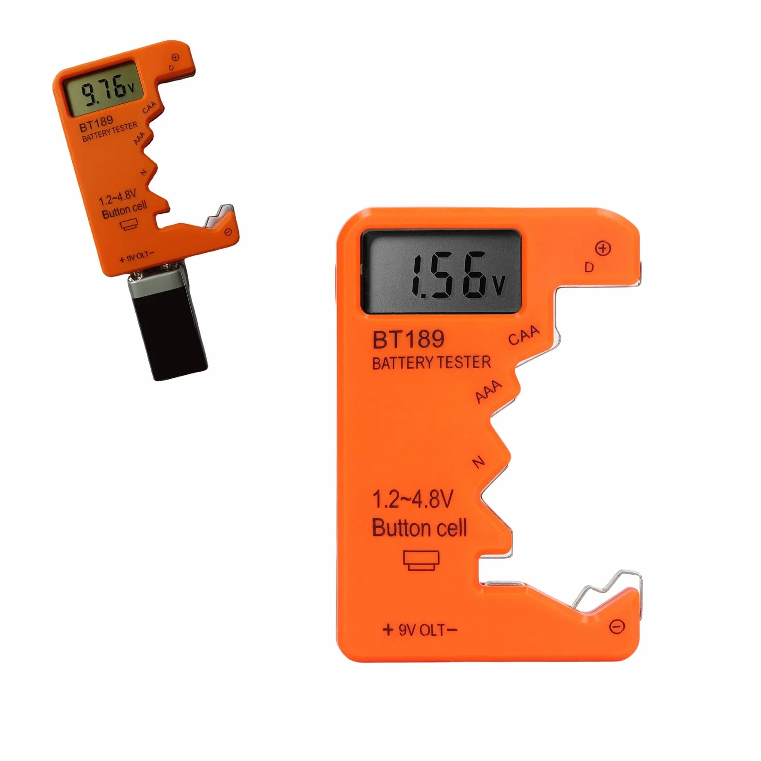 Tester Baterii Kontroler, Wyświetlacz LCD Cyfrowy Wyświetlacz Tester Baterii dla AA AAA 6F22 9V 1.5V (Pomarańczowy)