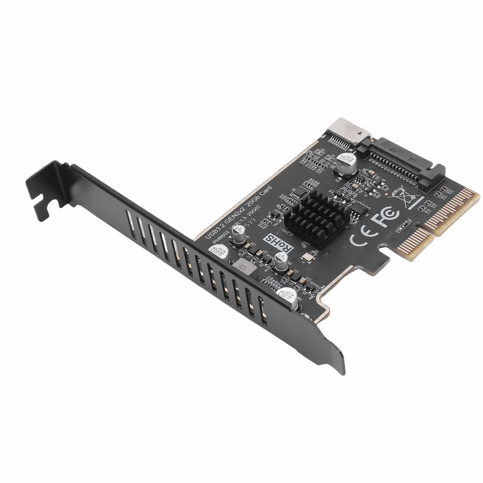 Sxhlseller Karta rozszerzeń PCIe na USB 3.2 Gen 2x2, Adapter do Panelu Przedniego 20 Gb/s Typu C, Układ ASM3242, Plug and Play dla Gniazd PCI Express X4 X8 X16