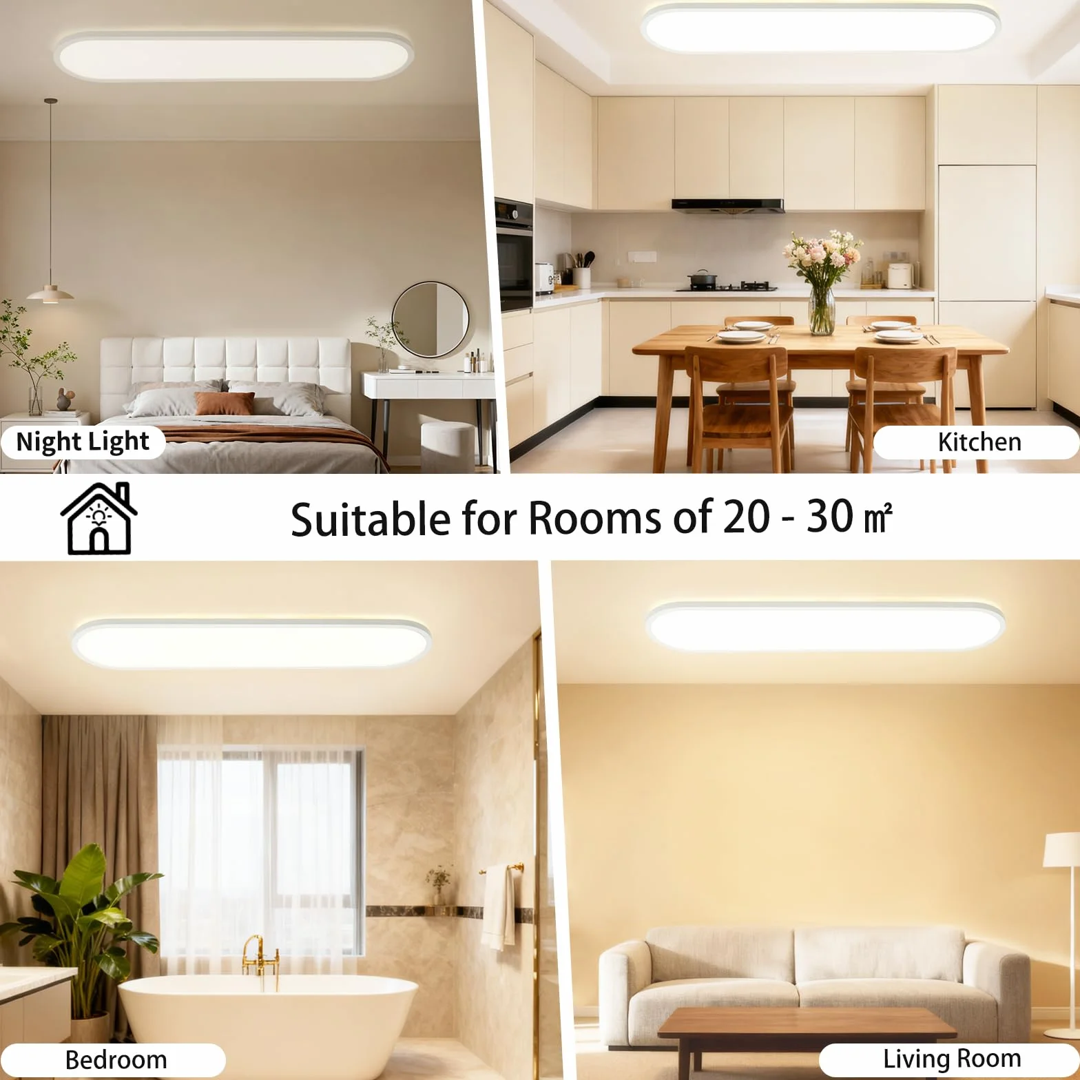 LEZOE Lampa sufitowa LED ściemnialna z pilotem 80x20x2,9 cm, 36 W 4500 lm Lampa sufitowa 2700K-6500K z funkcją pamięci, biurowa Panel do salonu sypialni łazienki kuchni domowego biura owalna