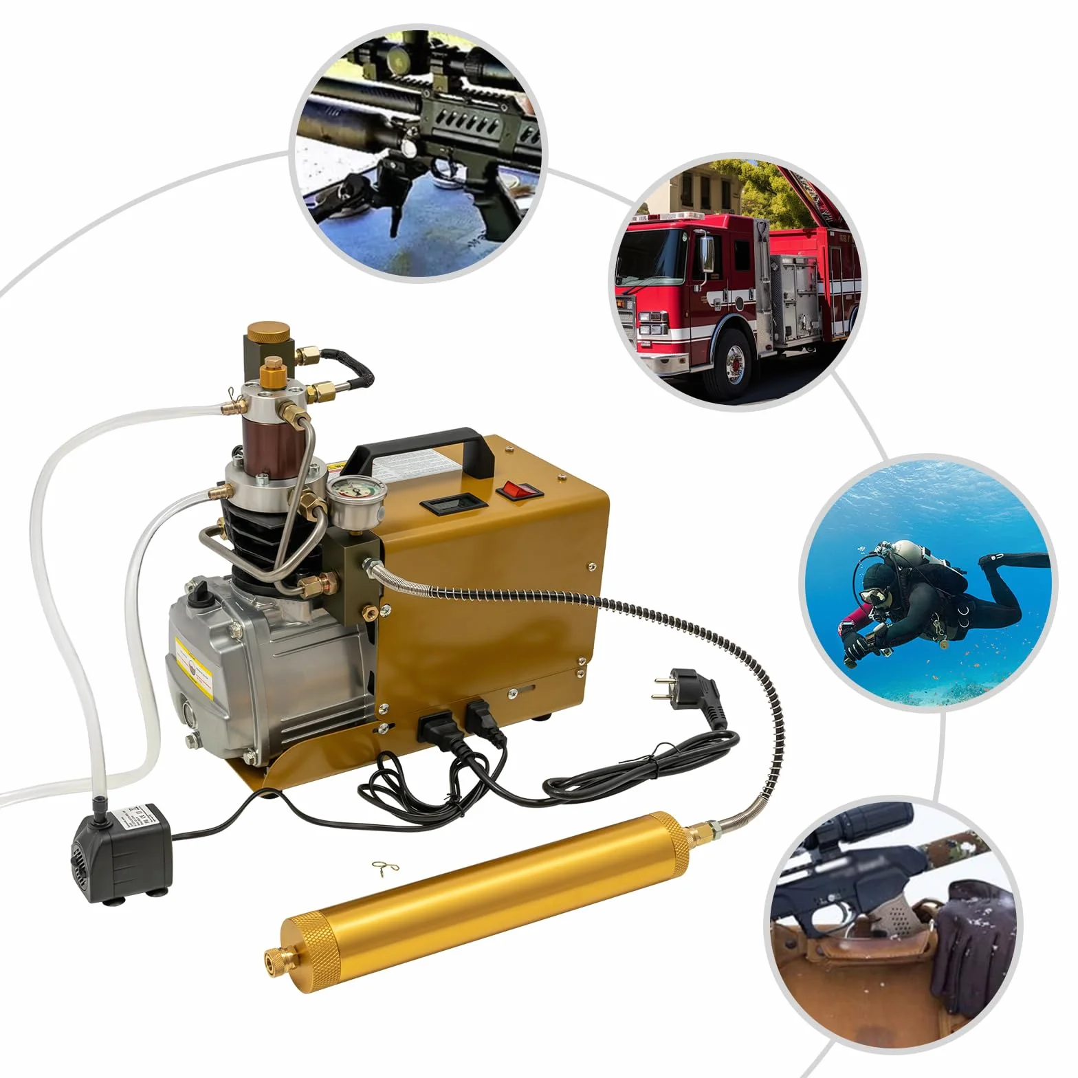 Wysokociśnieniowa pompa powietrza 1800 W, 4500 psi, kompresor 30 Mpa PCP, automatyczna sprężarka powietrza z pompą zanurzeniową, do paintballu, butli do nurkowania, pistoletów pneumatycznych i butelek