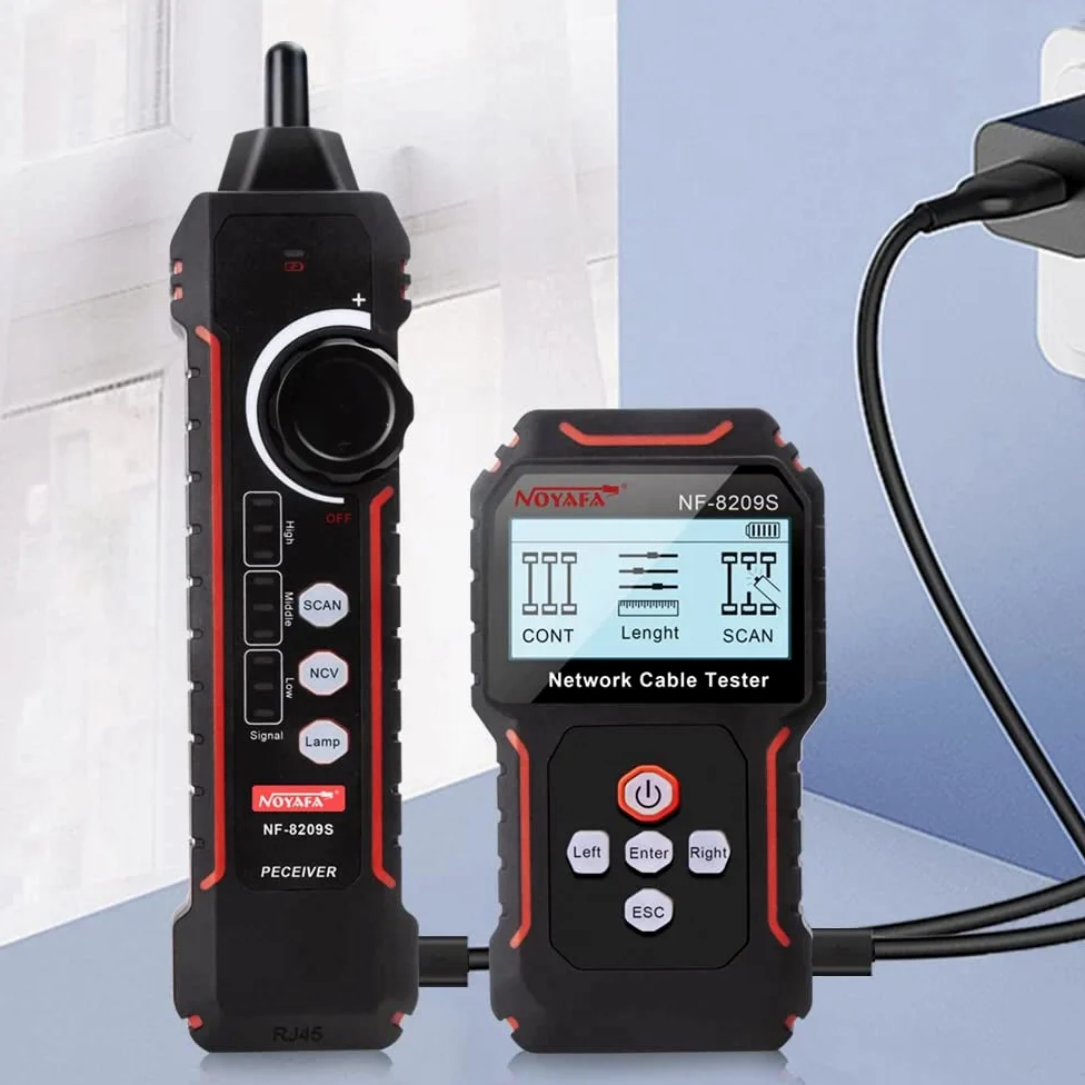 Tester kabli sieciowych Kabel i tester sieci NF-8209S LCD kabel sieciowy PoECourant Długość kabla RJ45 Kabel (NF-8209S)