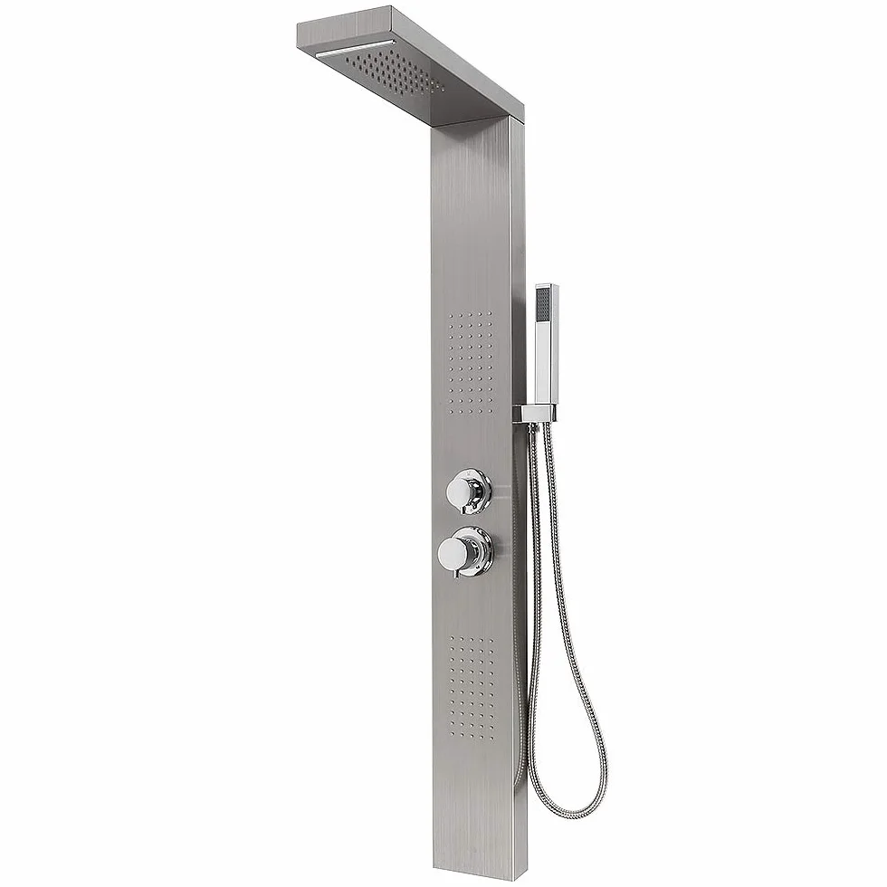 Panel prysznicowy z hydromasażem ze stali nierdzewnej - kolumna prysznicowa z hydromasażem z mieszaczem, panel prysznicowy ze stali nierdzewnej 3 funkcje, 15 x 47 x 130 cm (stal nierdzewna)