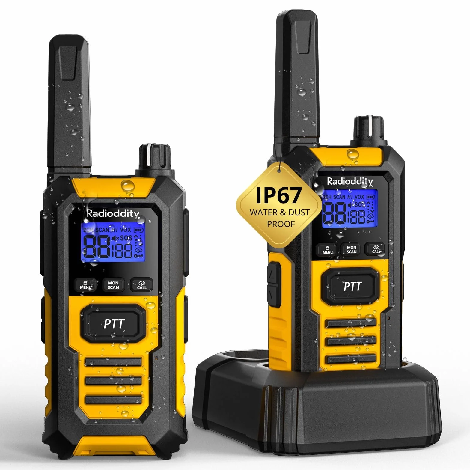Radioddity HD-1 krótkofalówka IP67 wodoodporna PMR 2 sztuki żółty
