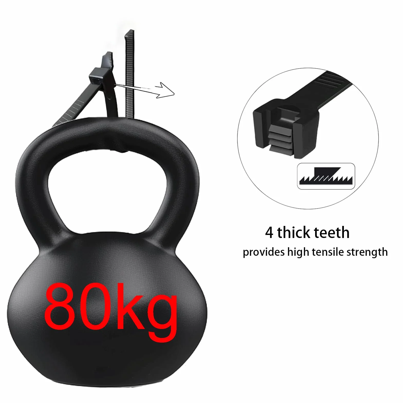 Opaski Zaciskowe Ciężkie,Trytytki, 600 mm x 9 mm,Wytrzymałość na rozciąganie 80 kg,20 Sztuk,Czarne