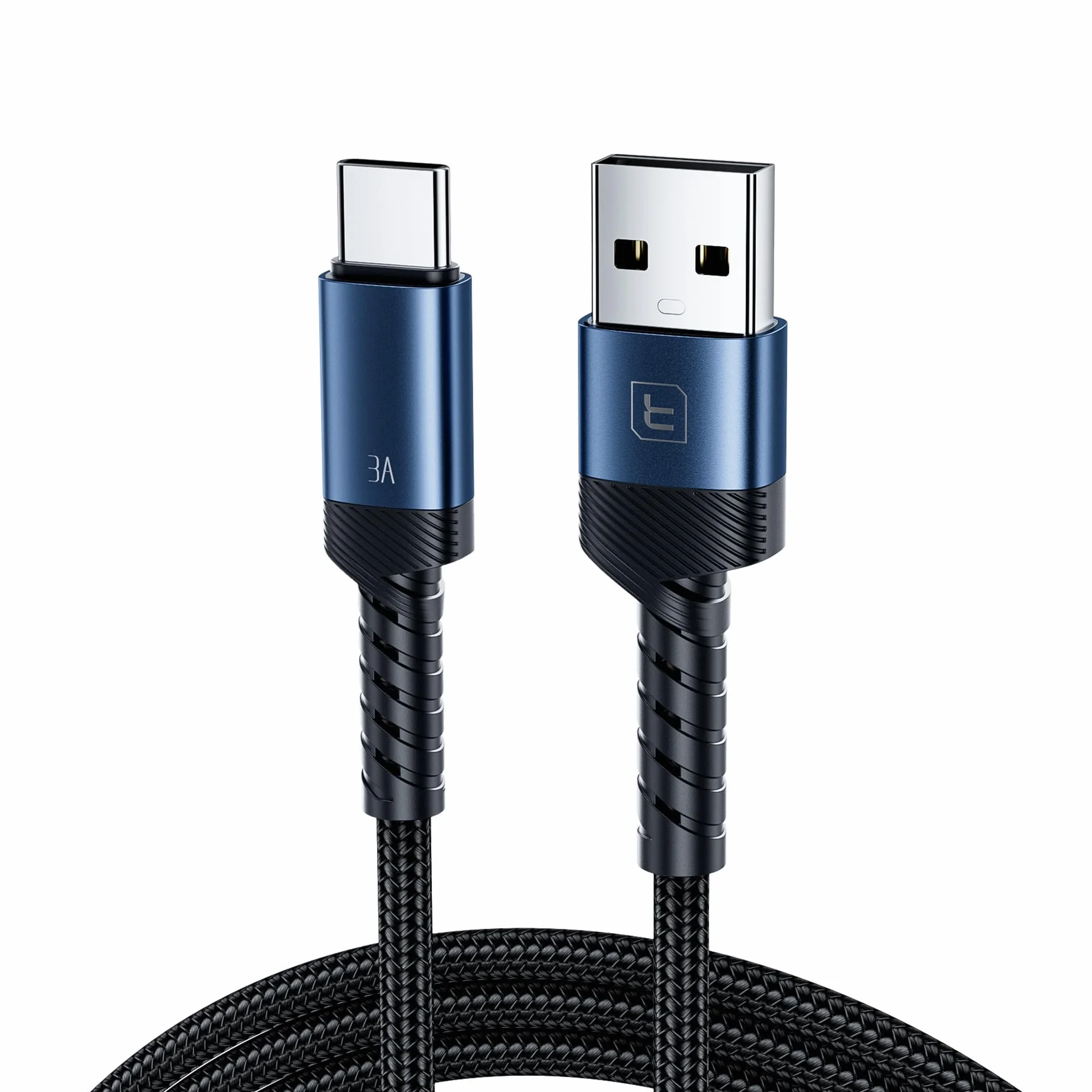 toocki Kabel USB C 3 A do szybkiego ładowania 2 m, 480 Mbit/s transmisja danych, USB-A na USB-C z inteligentnym chipem, kompatybilny z iPhone 15 / Samsung S23/S22/Huawei/Xiaomi – niebieski