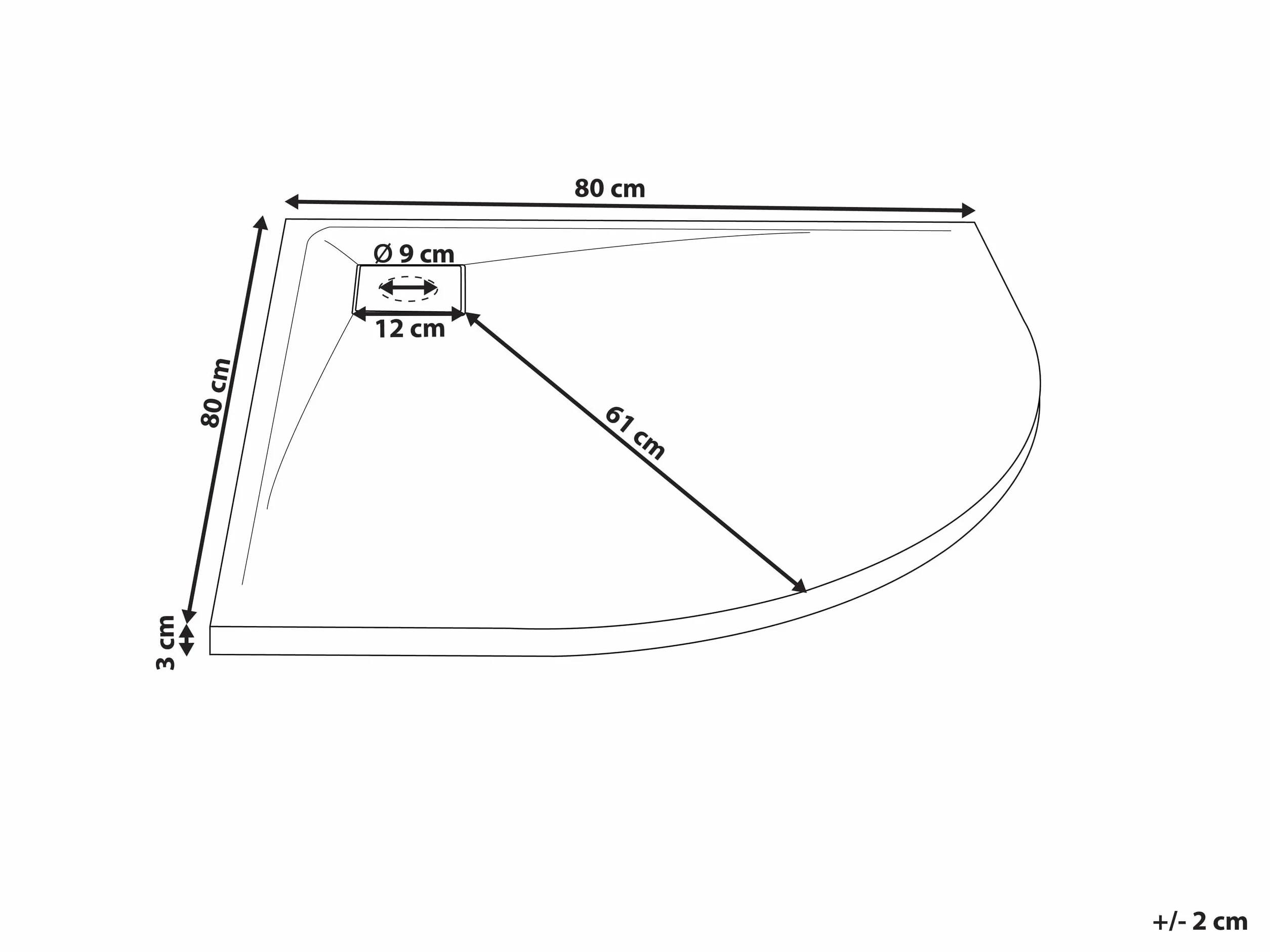 Brodzik prysznicowy z syfonem z materiały SMC biały efekt naturalnego kamienia 80 x 80 x 3 cm Paron