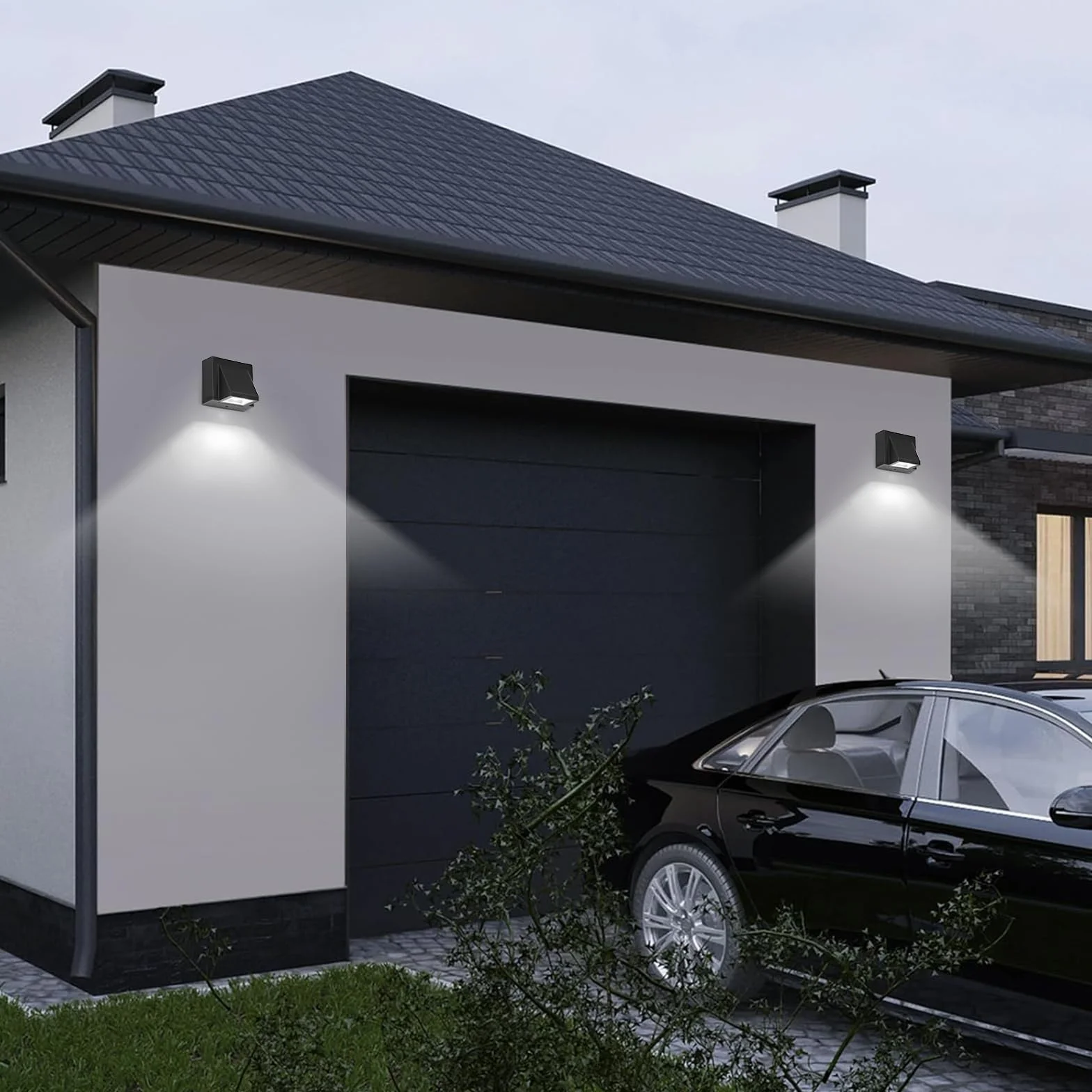 2-częściowa zewnętrzna lampa ścienna, wodoodporna lampa ścienna LED IP65, 5 W białe światło 6500K kwadratowe aluminiowe lampy zewnętrzne do ogrodu, ganku, garażu, patio