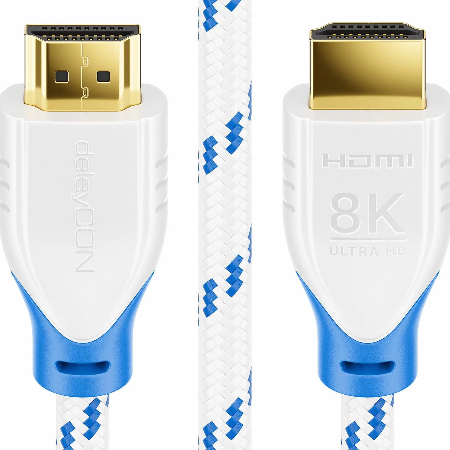 deleyCON 8K HDMI 2.1 Krótki Kabel 0,5m 48G ULTRA Highspeed 8K@60Hz 4K@120Hz Biały