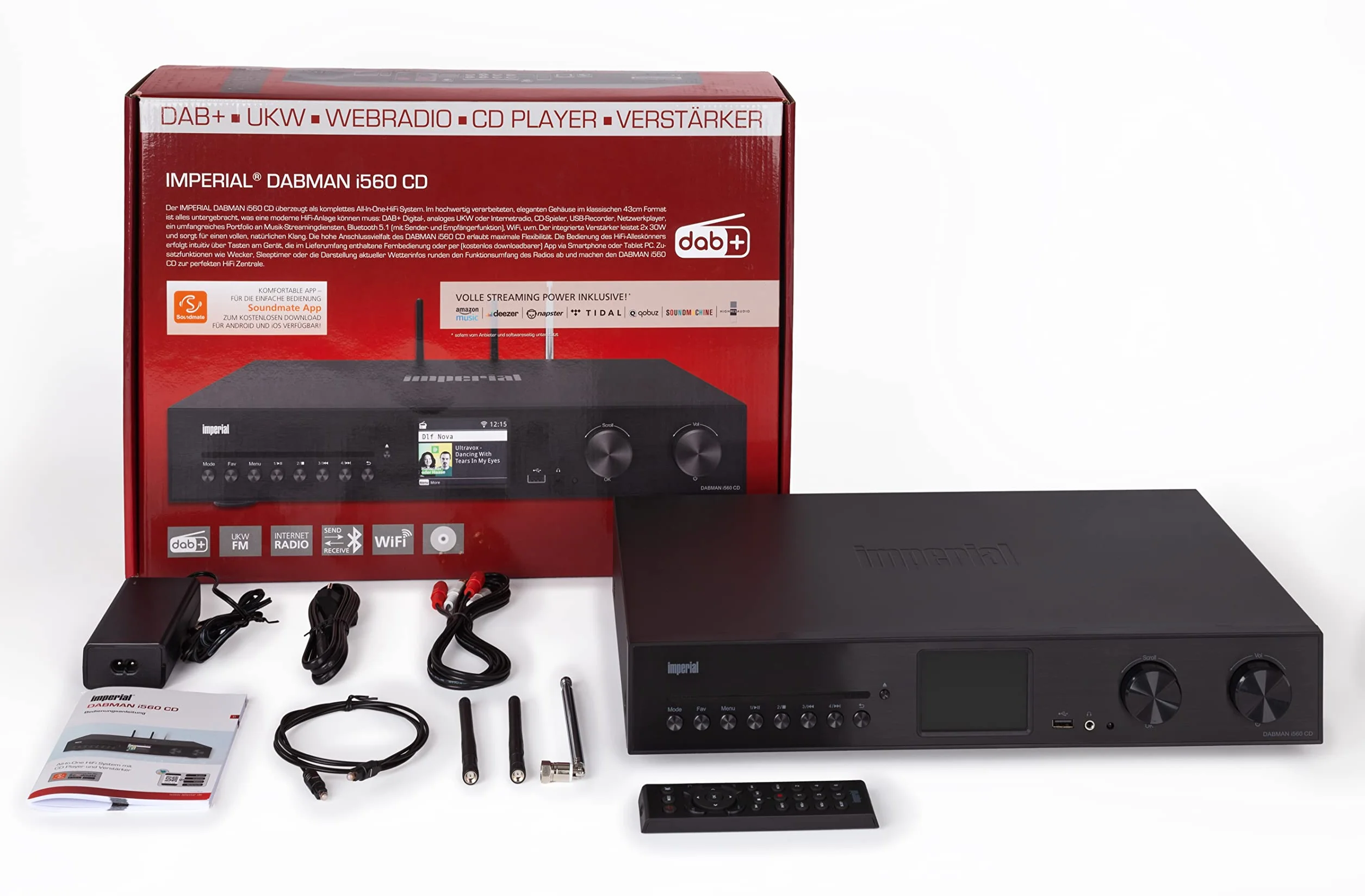 Imperial DABMAN i560 CD HiFi urządzenie ze wzmacniaczem odtwarzaczem CD radio internetowe cyfrowe DAB+ DAB UKW WLAN LAN HDMI ARC Bluetooth streamingu