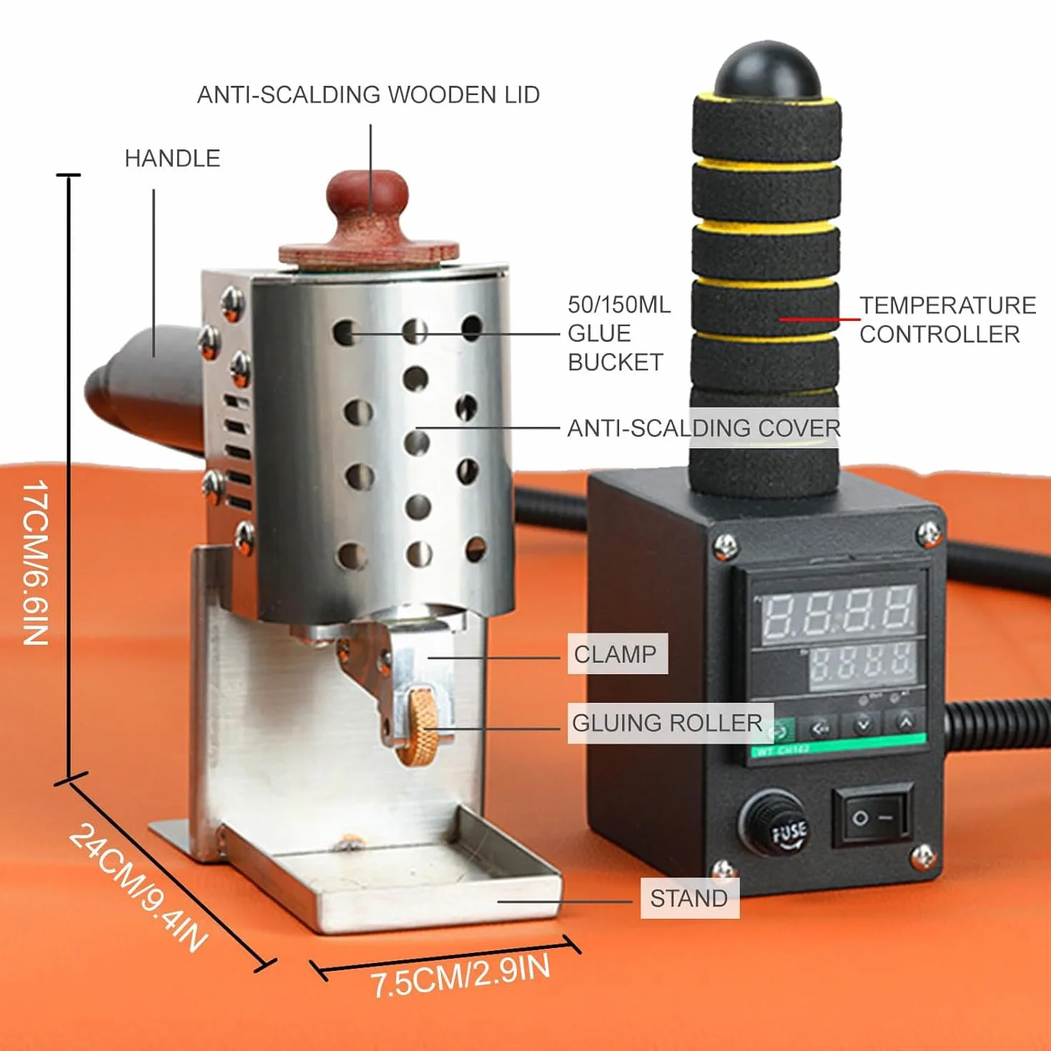 Pistolet do klejenia na gorąco, ręczny dozownik kleju 50 ml z 4 rolkami, regulowana temperatura 50-220°C, do majsterkowania i projektów domowych
