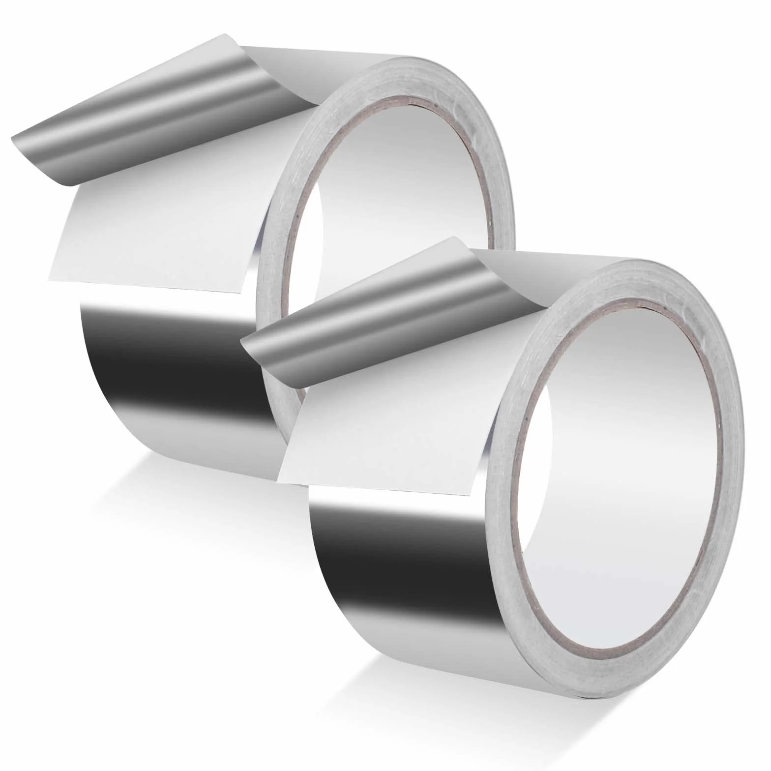 2 sztuki samoprzylepnych taśm aluminiowych, 50 mm x 20 m, samoprzylepna taśma aluminiowa, odporna na wysokie temperatury, wzmocniona do naprawy powierzchni metalowych, izolacji i uszczelniania, 50 mm
