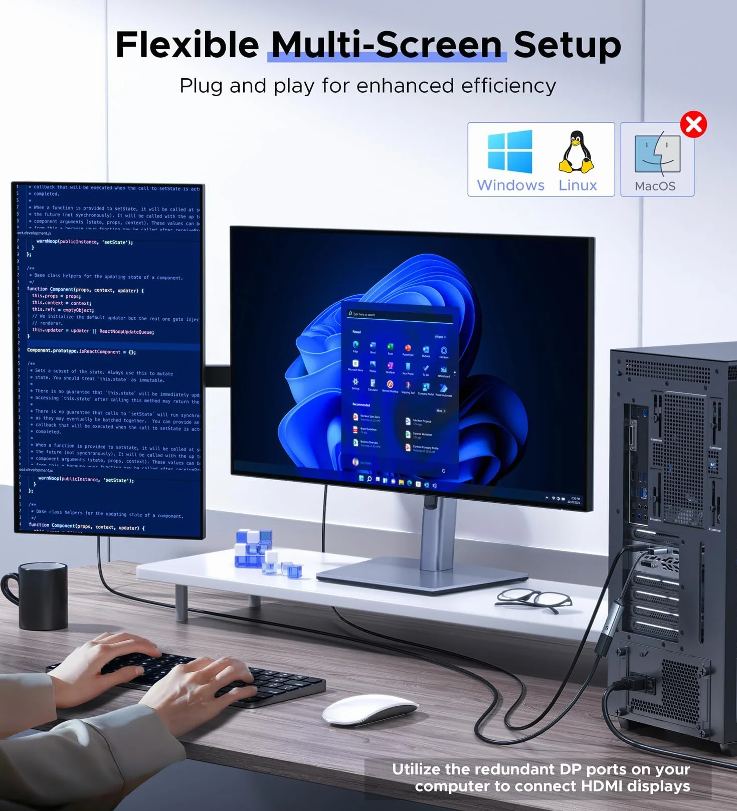 WARRKY Adapter 4K DisplayPort na HDMI, [pozłacany, pleciony, aluminiowa tuleja] Jednokierunkowy DP do monitora HDMI, do komputera stacjonarnego/laptopa/karty graficznej, Lenovo, HP, Dell i wielu