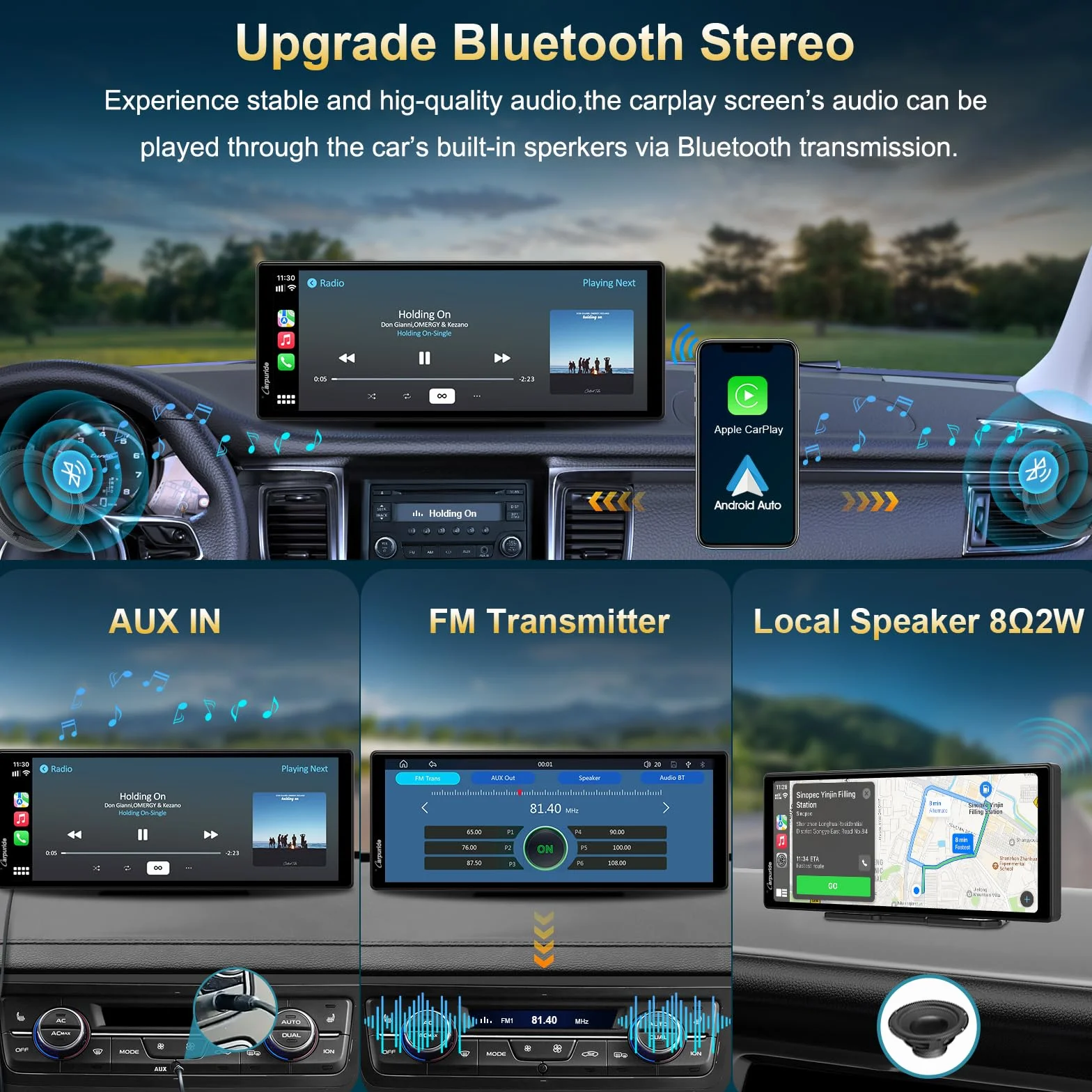 Carpuride C92 Bezprzewodowe radio samochodowe 9,3" ekran dotykowy CarPlay Android Auto Bluetooth