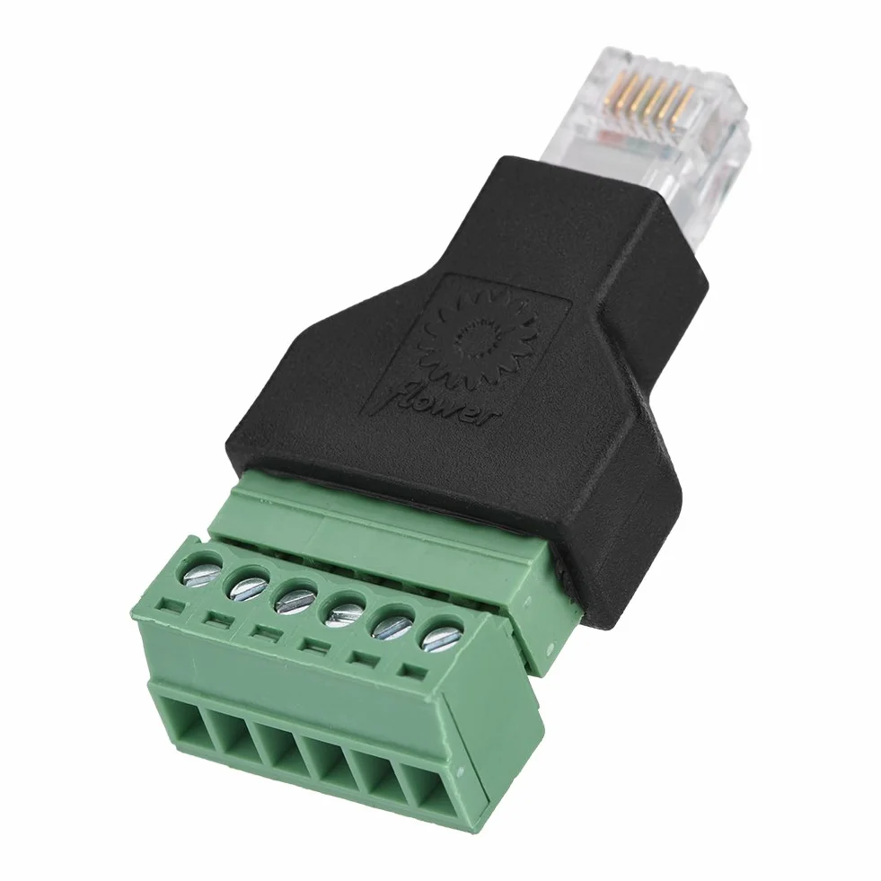 Wtyczka 6P6C RJ12 z ekranowanym adapterem do CCTV 6-biegunowa