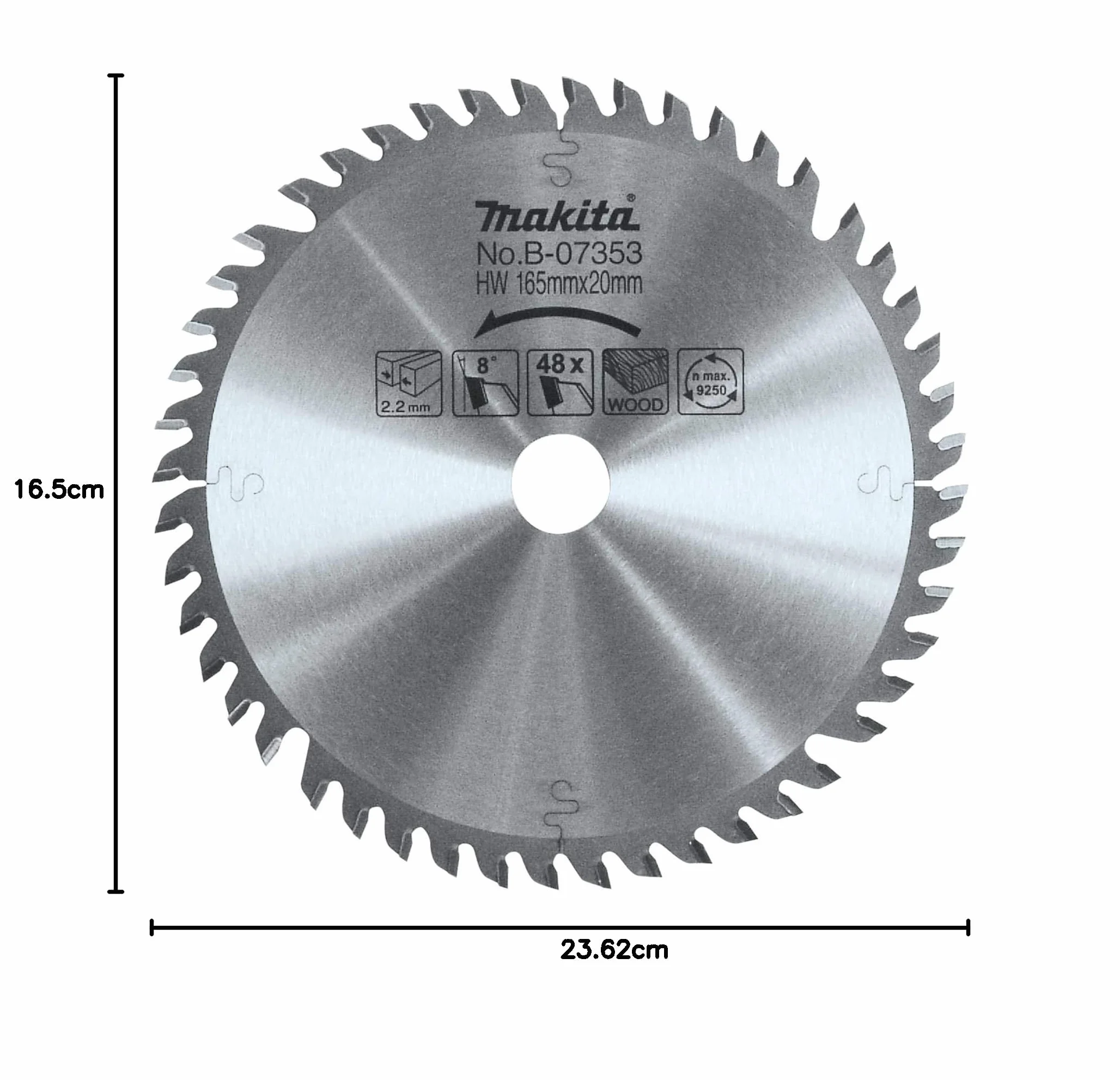 Makita B-07353 165 mm x 20 mm ostrze z węglika spiekanego