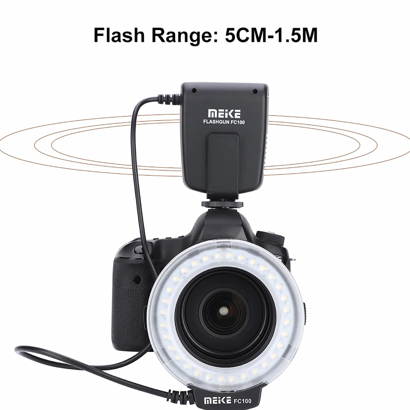 FC 100 Pierścieniowa Błyskowa LED do Makrofotografii, Stroboskopowa, Plastikowa, 5000K, Biała