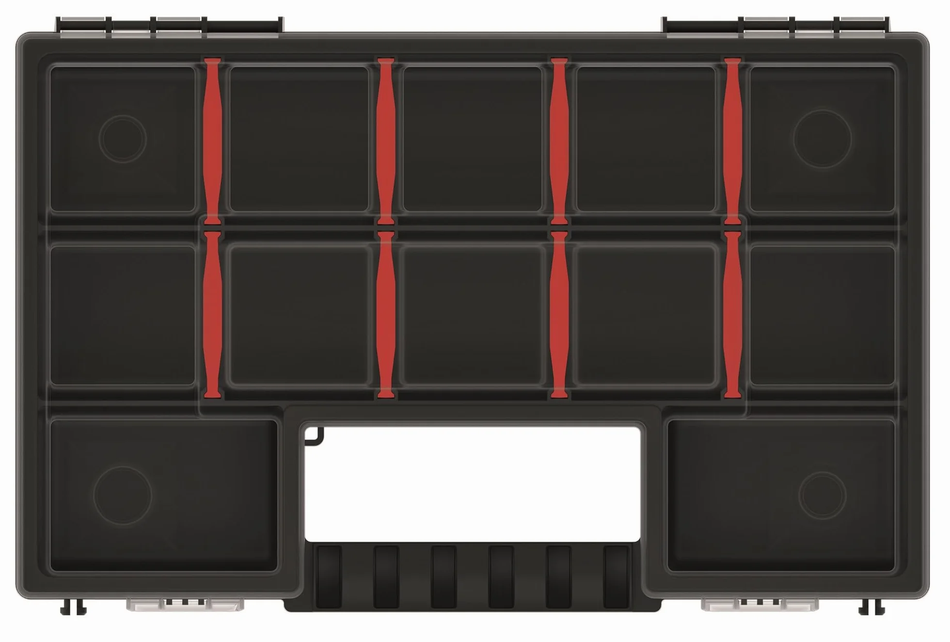 Mivos Dwustronna skrzynka asortymentowa 287x186x100mm - 2-stronna skrzynka do sortowania z 64 regulowanymi przegródkami – pudełko na śruby – Organizer na akcesoria