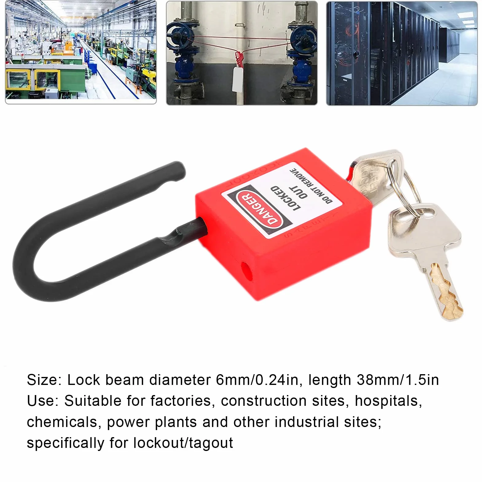 Lockout kłódka, 10 metalowych zamków Lockout Tagout z 20 kluczami, kłódki bezpieczeństwa, czerwone, do użytku wewnątrz i na zewnątrz, do warsztatu, fabryki, garażu (czerwona)