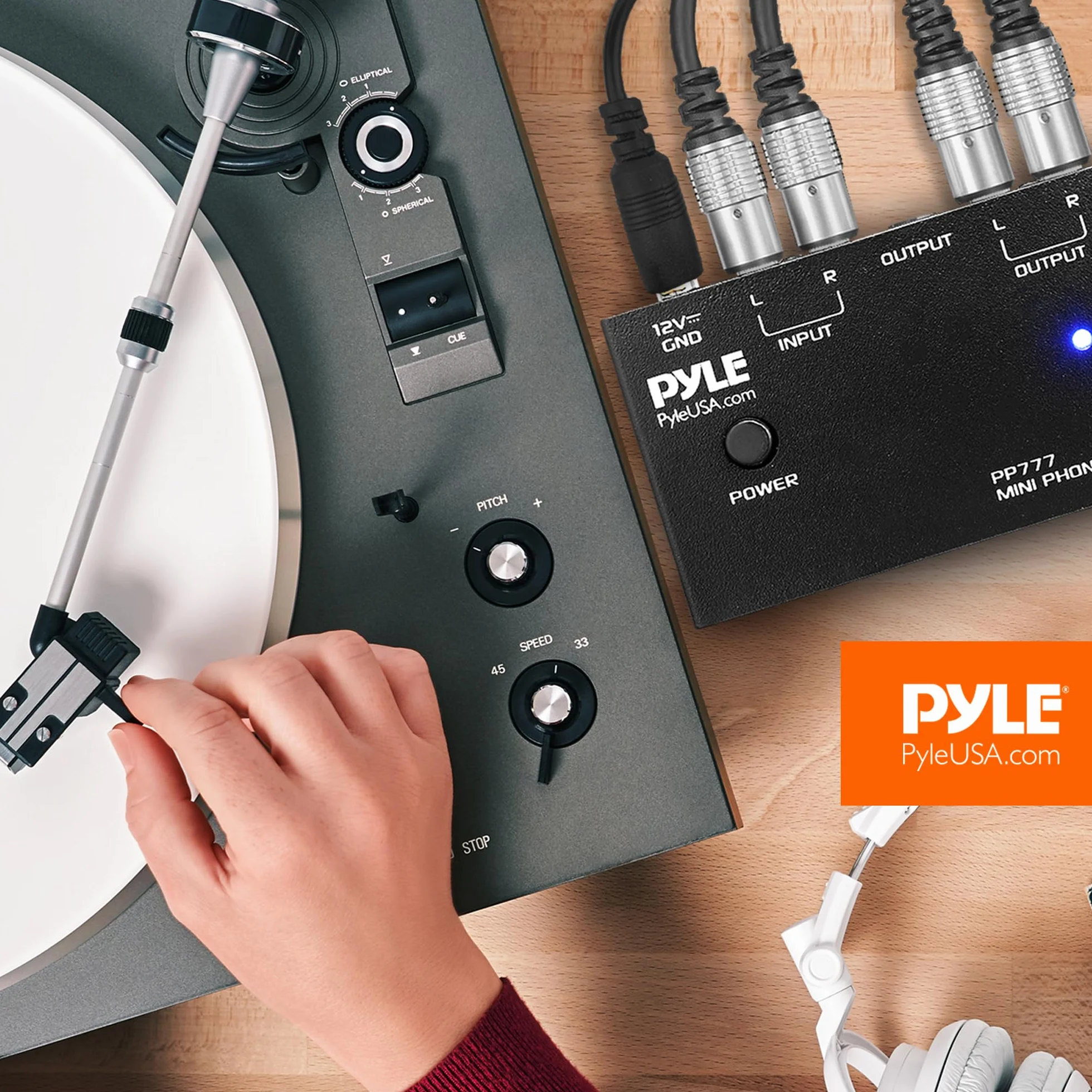 Pyle PP777 gramofon przedwzmacniacz mini stereo RCA DC 12V