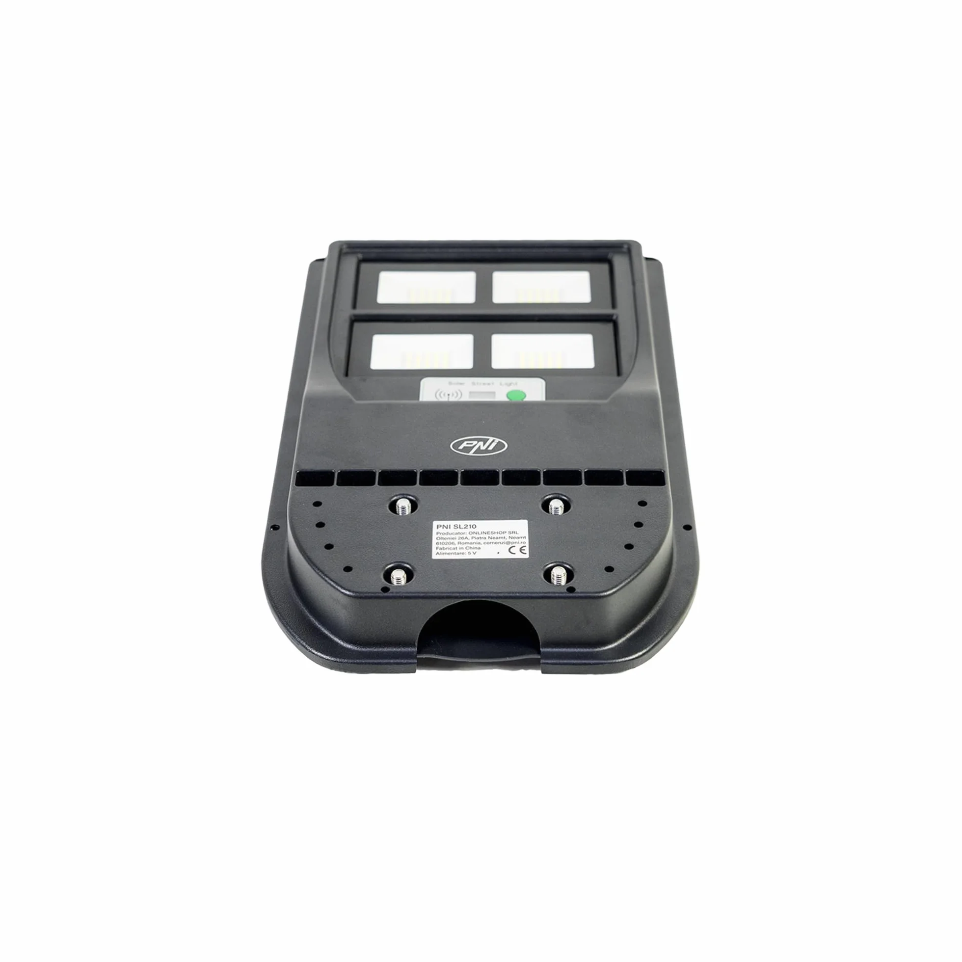 Lampa uliczna PNI SL210 100W z wbudowanym panelem słonecznym 10W, 6500K, 1000lm, 2 x wbudowany akumulator 10Ah, mikrofalowy czujnik ruchu
