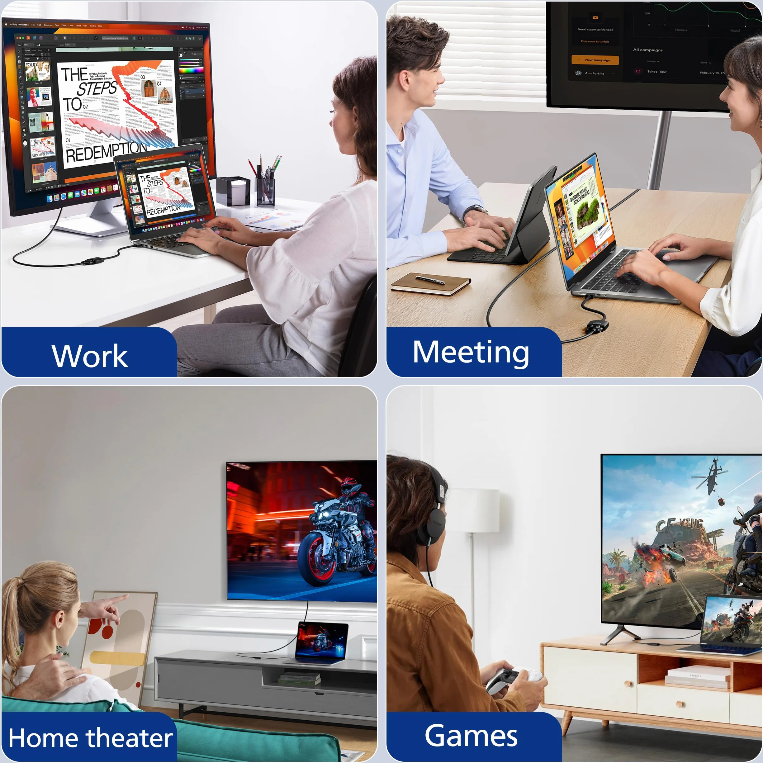 Aceele Adapter HDMI na VGA, konwerter komputera HDMI na monitor VGA (męski na żeński), nylonowy adapter kablowy do komputera stacjonarnego, laptopa, Raspberry Pi, Roku, Xbox do projektora/wyświetlacza