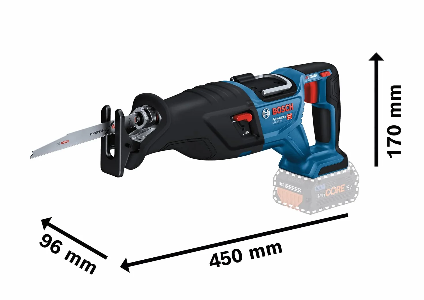 Bosch Professional Gsa 18V-28 (Solo; L) Piła Szablasta, Czarny/Niebieski, ‎20 x 20 x 20 cm; 6,05 kg