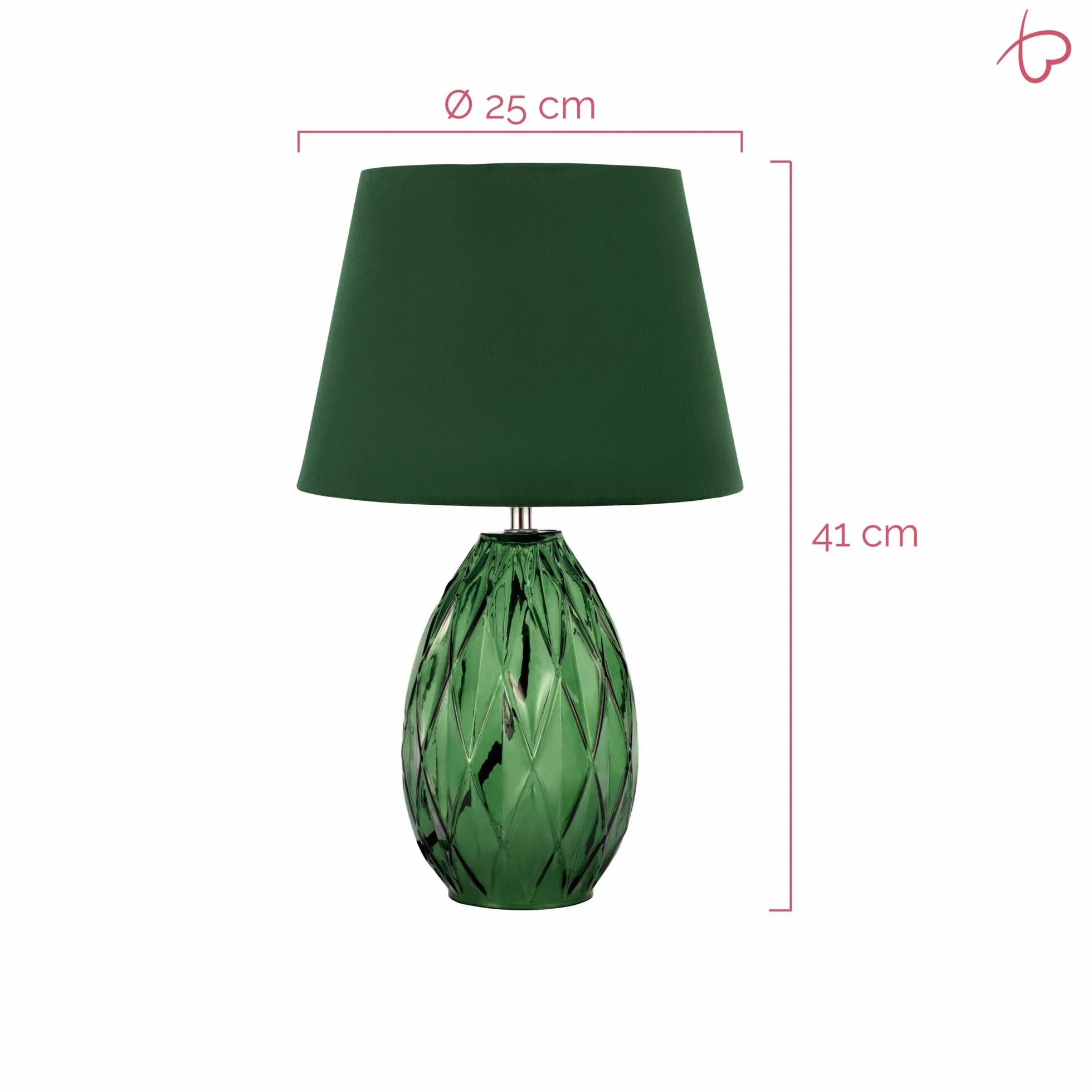Pauleen 48156 Crystal Velvet oprawa stołowa, klosz tekstylny, aksamit, lampa stołowa ze szkła, zielony, maks. 20 W, E14, zielony, 230 V, szkło/tkanina