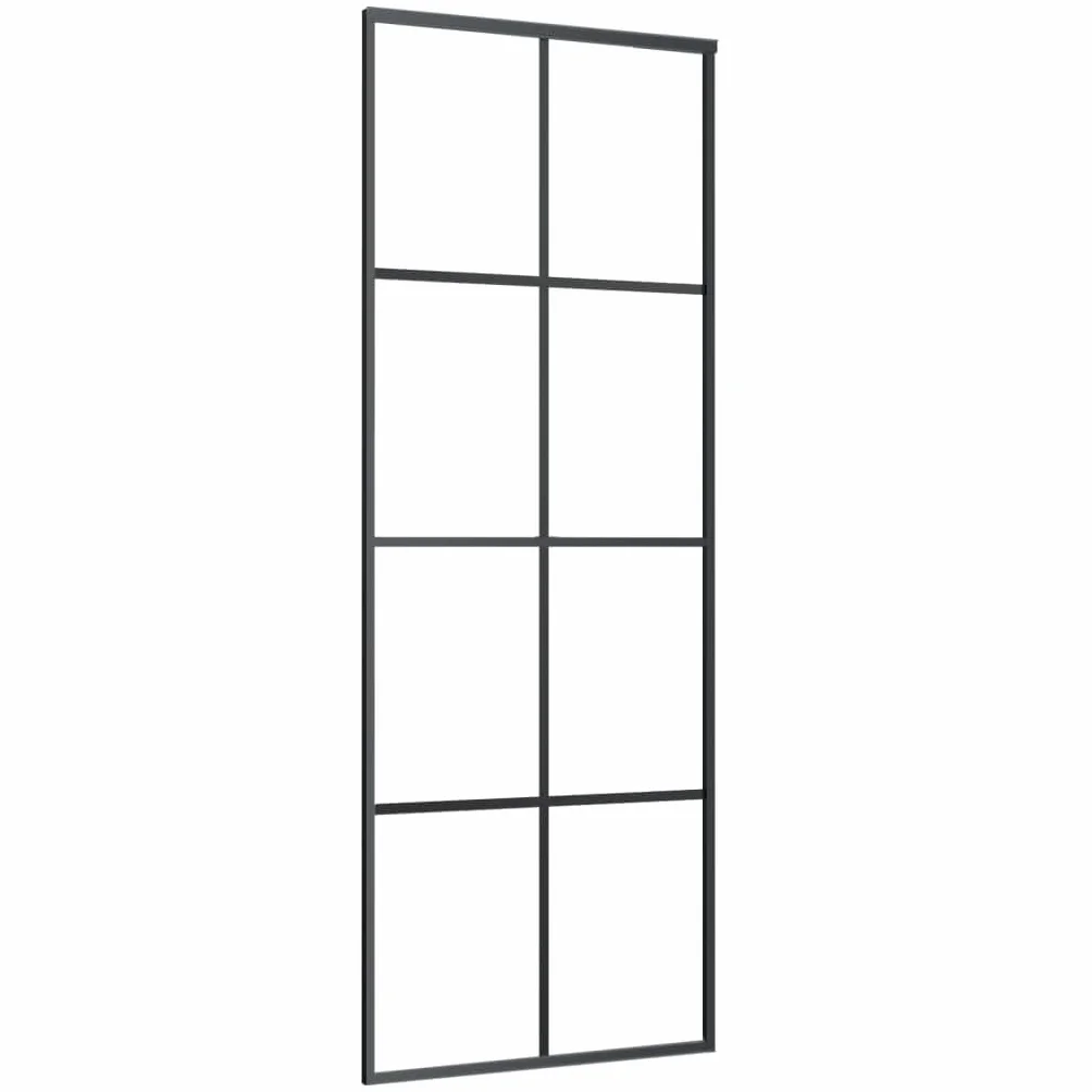 Drzwi przesuwne z okuciem, 76 x 205 cm, rama aluminiowa ze szkła ESG, ciche drzwi przesuwne o matowym wzornictwie dla prywatności i naturalnego światła, łącznie z instrukcją montażu