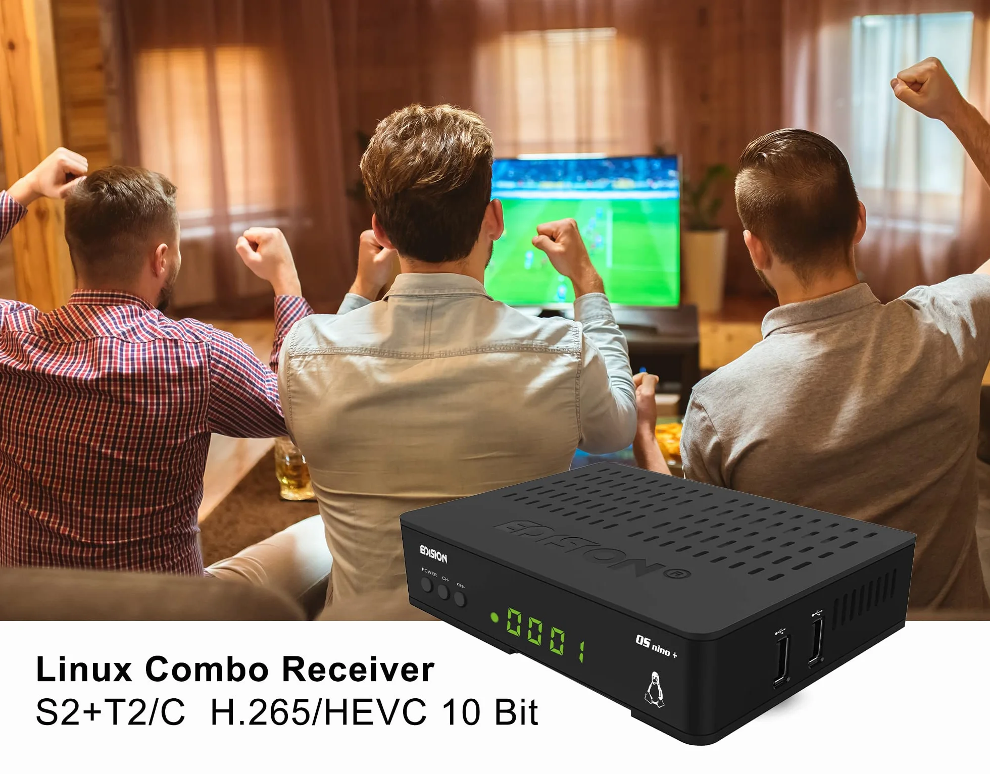 Edision OS NINO+ Full HD Linux E2 odbiornik Combo H.265/HEVC DVB-S2 DVB-T2/C WLAN Bluetooth czarny