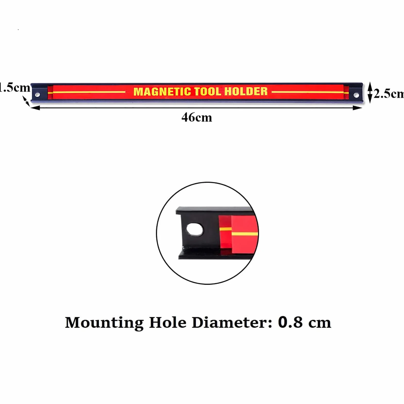 GIANTEX 12 x 46 cm listwa magnetyczna na narzędzia, mocny, uchwyt na narzędzia, uchwyt ścienny, listwa narzędziowa, magnetyczna listwa narzędziowa, w zestawie materiały montażowe, zestaw uchwytów