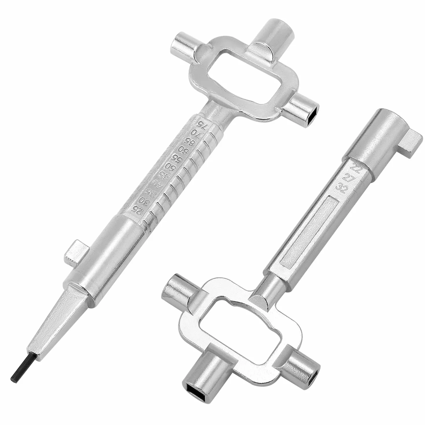 QWORK® 2 sztuki uniwersalnych kluczy budowlanych, kluczy architektonicznych, z miarką cylindryczną, klucz do szafy sterowniczej, stop cynku