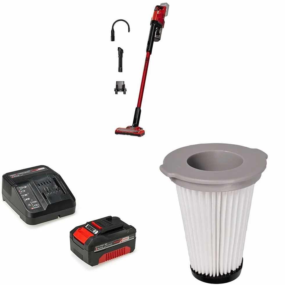 Einhell Akumulatorowy odkurzacz pionowy TE-SV 18 Li-Solo Power X-Change (litowo-jonowy, 18 V, technologia cyklonowa, tryb Boost, 3-krotny system filtrowania, w zestawie akumulator 4 Ah, ładowarka,