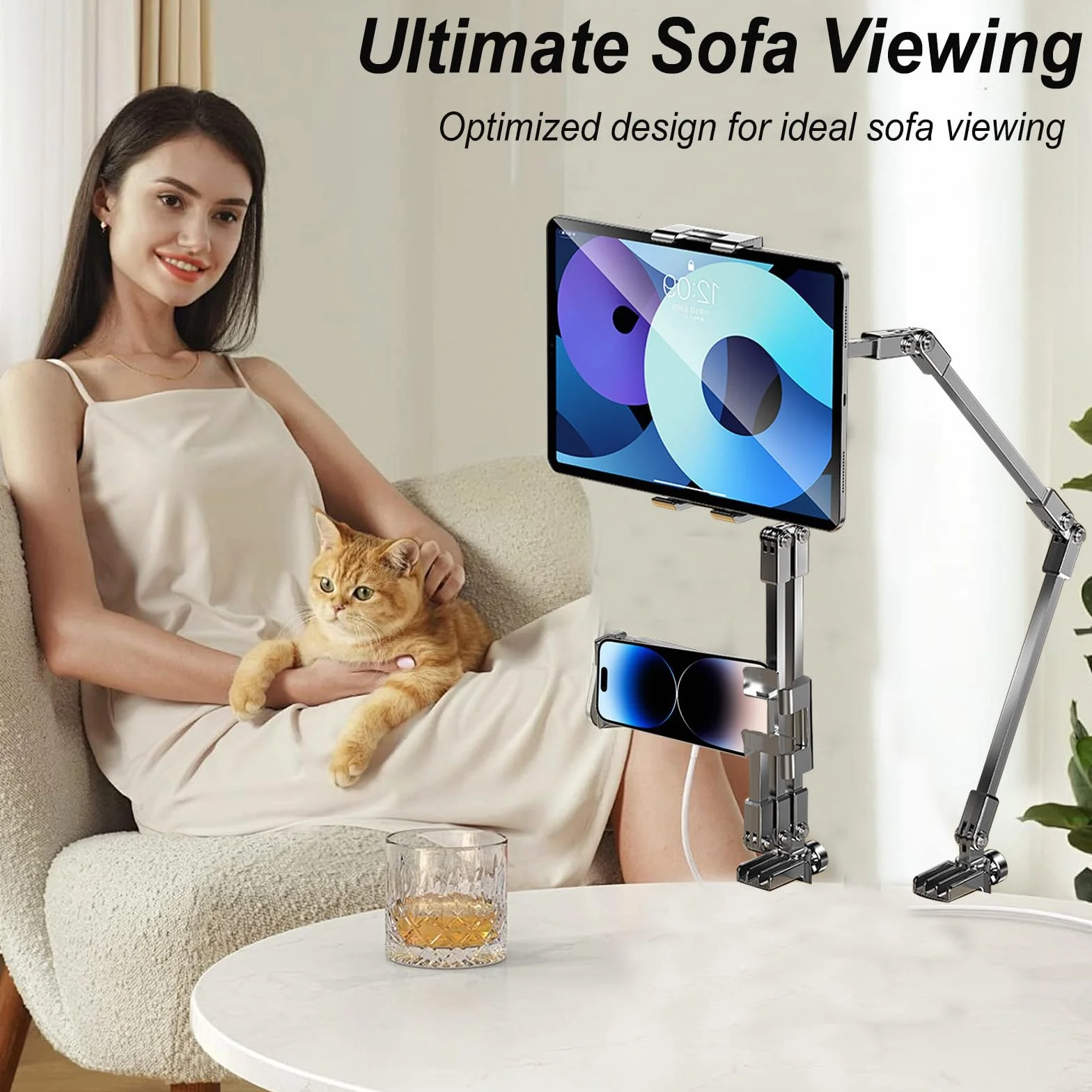 HAMON Regulowany uchwyt do tabletu, aluminiowy stołowy 360°, metalowa podstawa obracana, pasuje do iPad Air Pro Mini Samsung Galaxy Kindle 11,9-33 cm