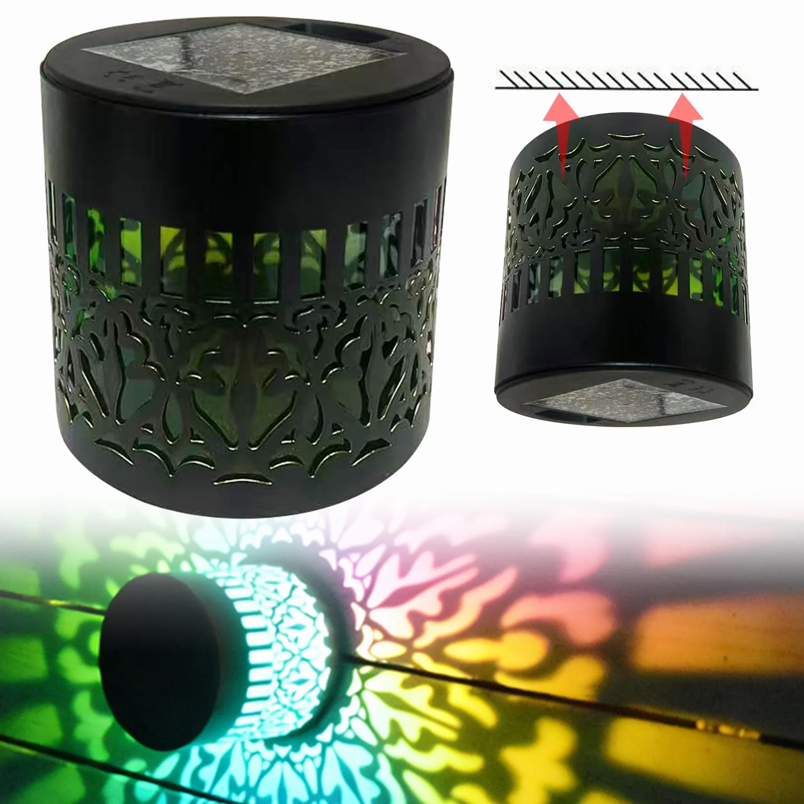 Solarne lampiony zewnętrzne, metalowe, wodoodporne lampy solarne do ogrodu, na taras, taras, schody, ścianę, 2 sztuki dekoracyjnych lamp mandali zasilanych energią słoneczną