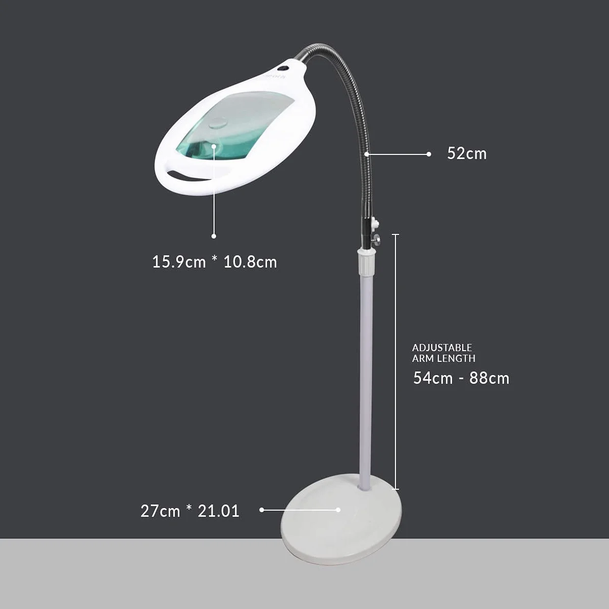 Neatfi Lampa podłogowa Elite HD Bifocal Super LED, soczewki o powiększeniu 3/12 dioptrii, temperatura barwowa 6500K, 42 diody LED SMD, regulowany szyjowy przegub, wysokość dostosowalna (biała)