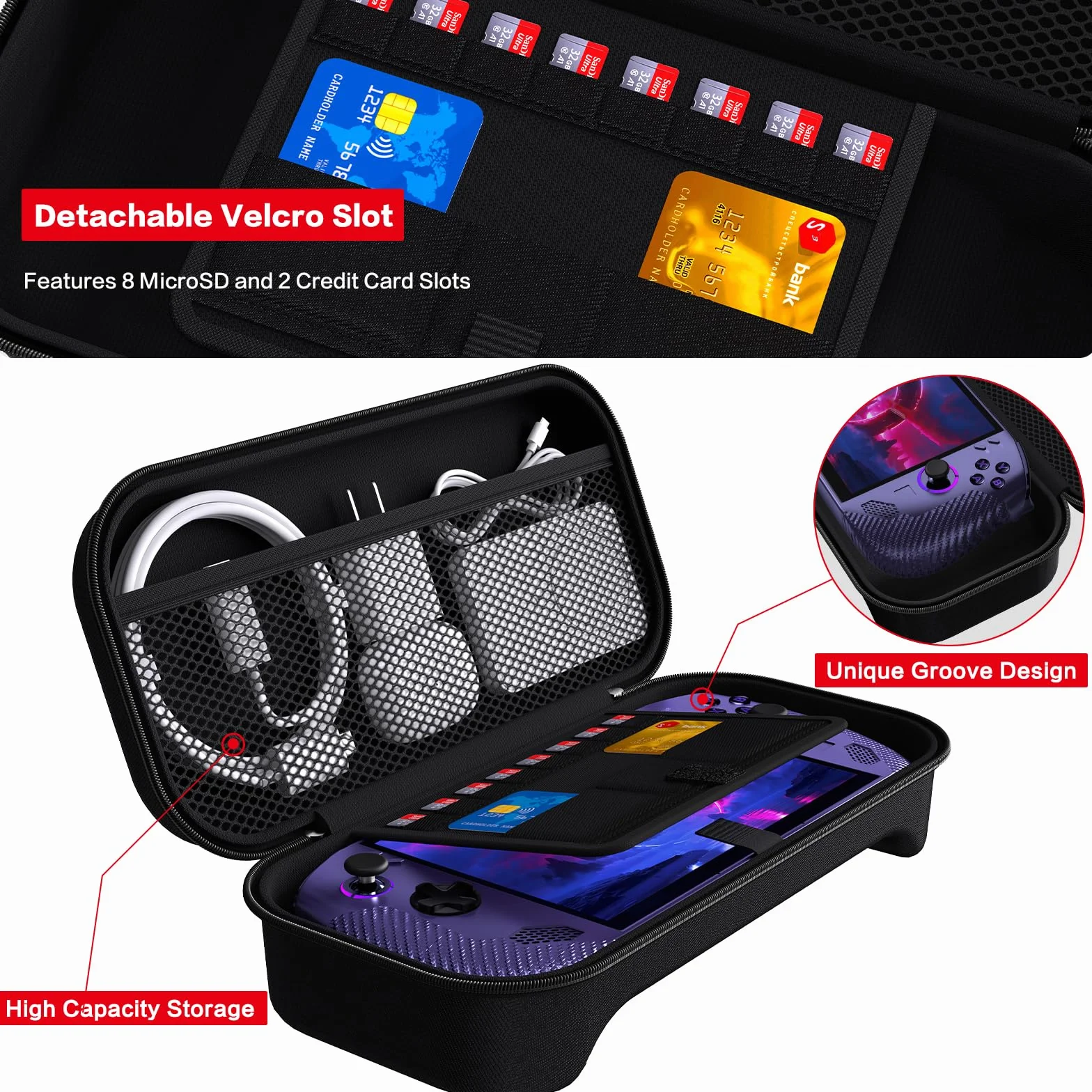 ivoler Etui kompatybilne z ASUS ROG Xbox Ally/ROG Xbox Ally X (7") – Przenośne twarde etui, miejsce na 8 gier i akcesoria, odporne na uderzenia