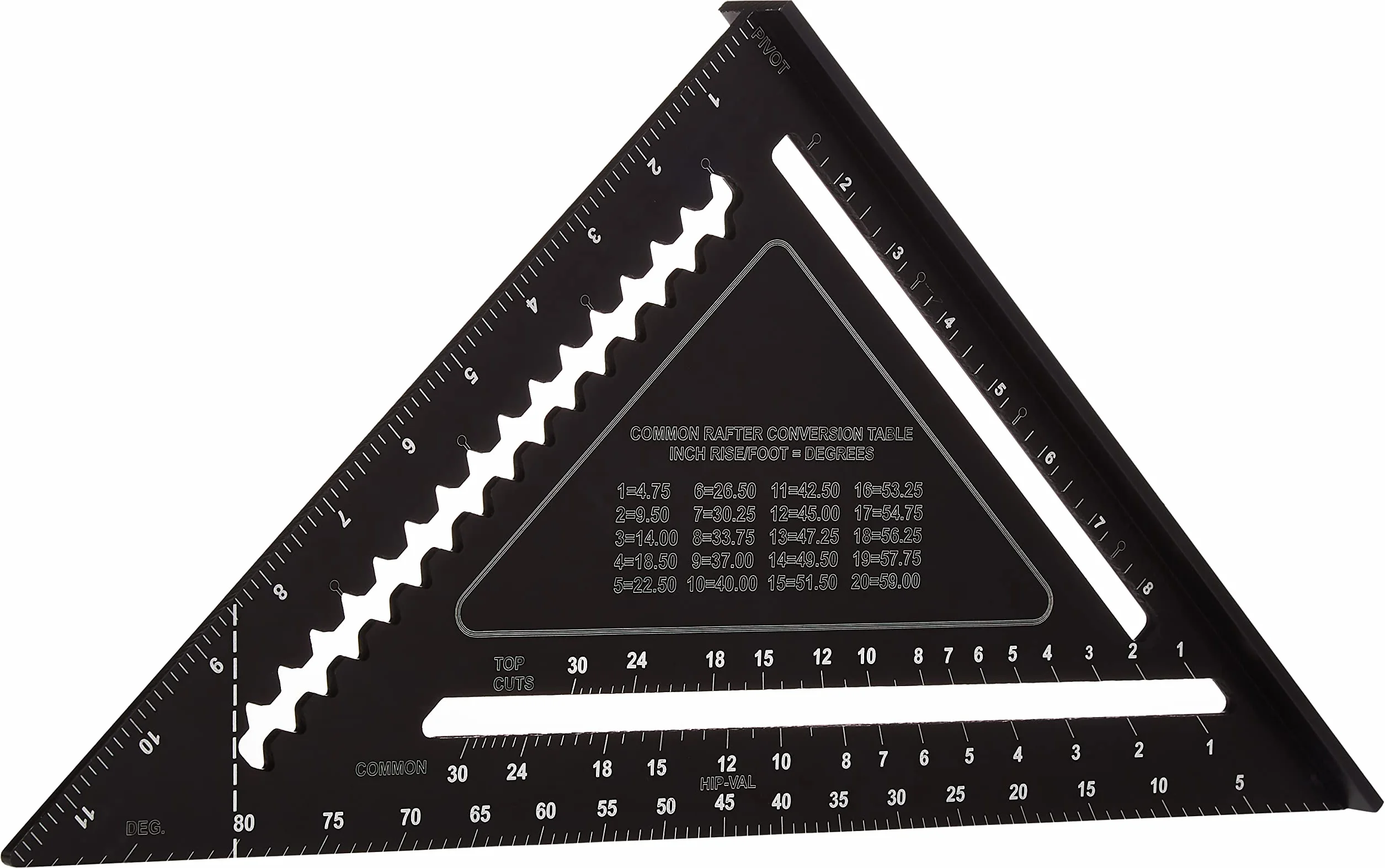 Johnson Level & Tool 1904-1200 Johnny Square profesjonalny łatwy do odczytania aluminiowy kwadrat krokwi, 30 cm, czarny, 1 kwadrat