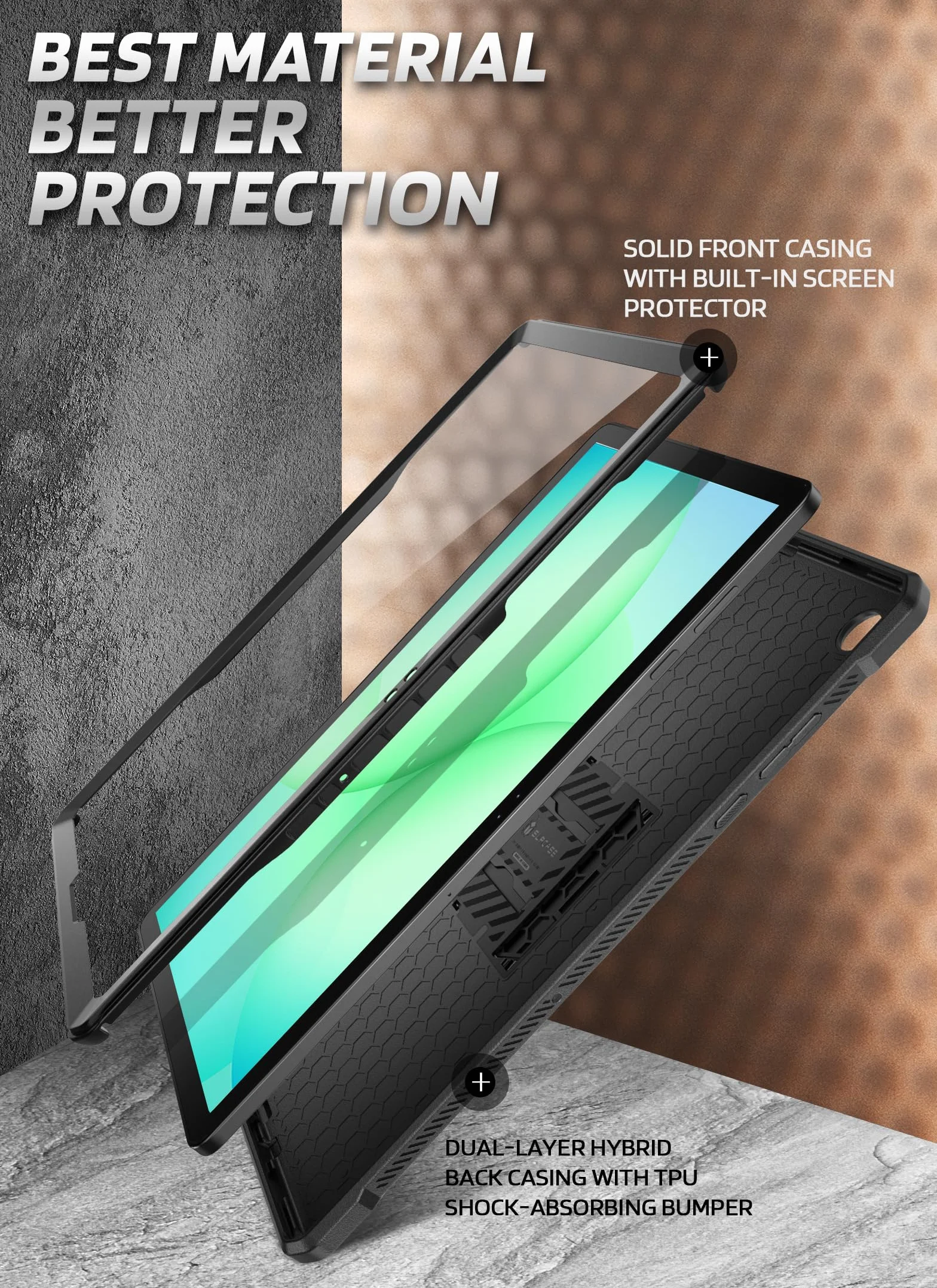 SUPCASE Etui Samsung Galaxy Tab A11 Plus Unicorn Beetle Pro wbudowana osłona ekranu wytrzymały pokrowiec ochronny czarny