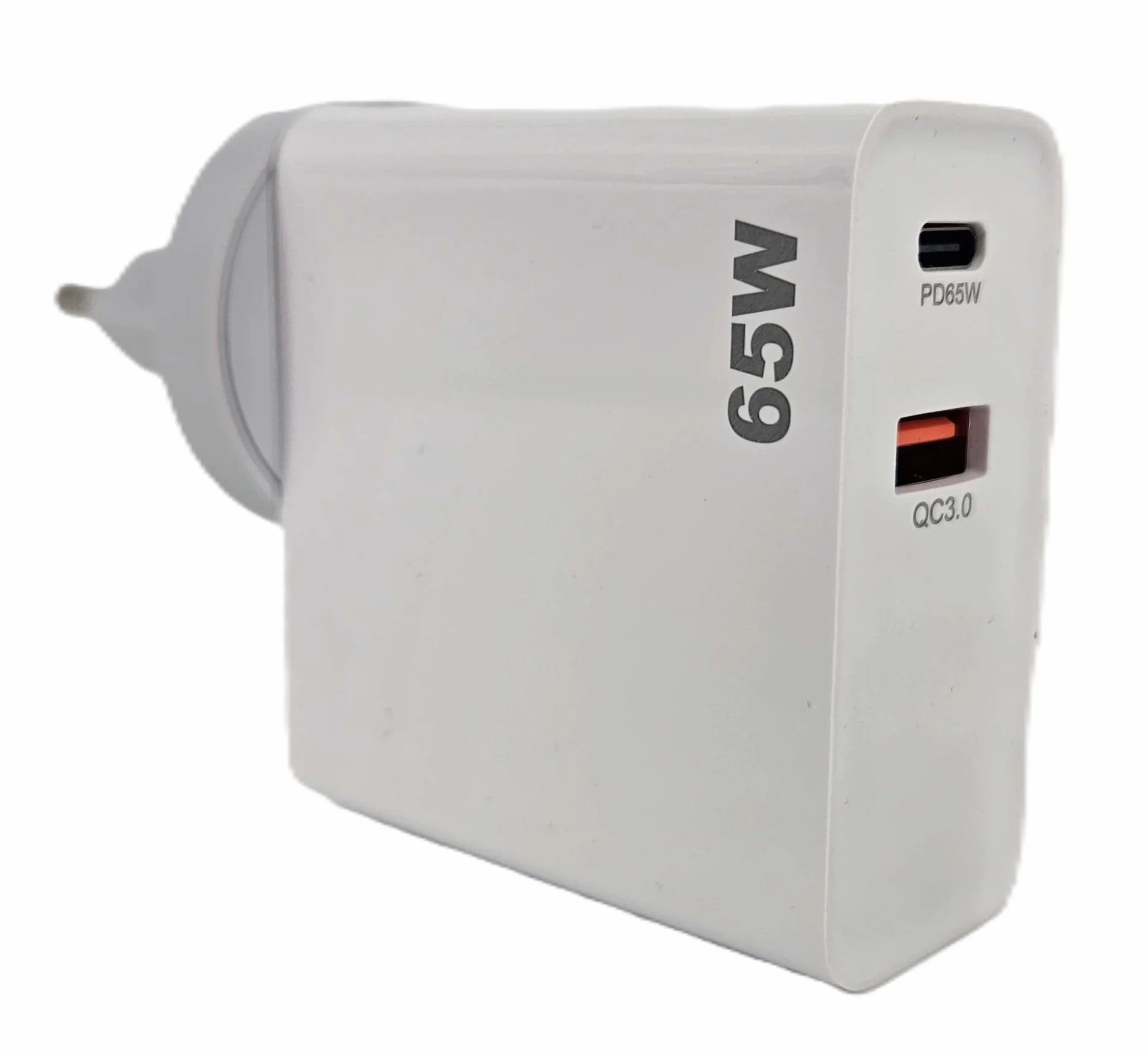 Ładowarka GaN 65W USB-C USB-A QC3.0 PD Turbo szybkie ładowanie Adapter US/EU Kompaktowa Biały
