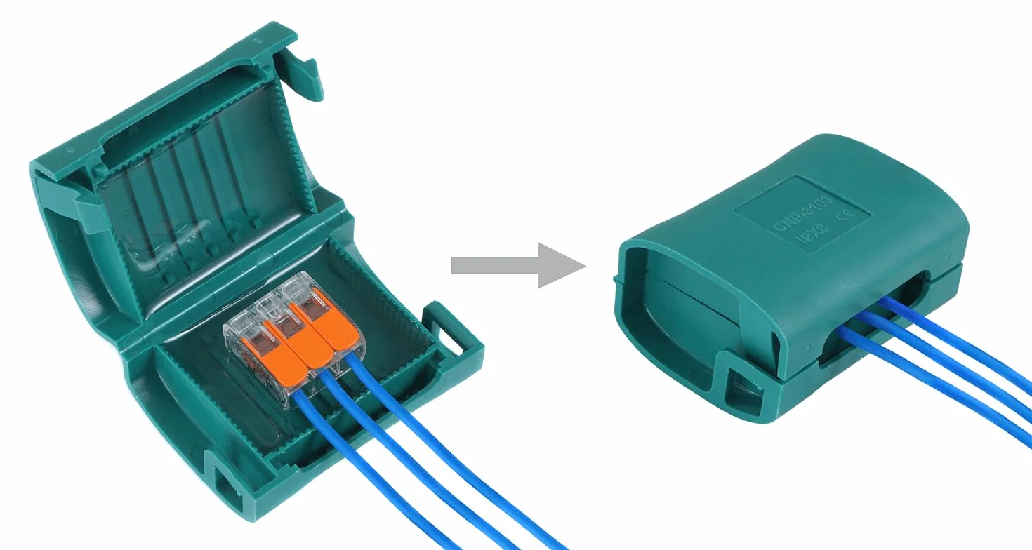 Mufa Kab­lowa Żelowa IPX8 CNP 3×2.5 mm – Wodoodporna Puszka Łącząca Do Przewodów, Hermetyczna Złączka Elektryczna Do Zastosowań Zewnętrznych i Ogrodowych
