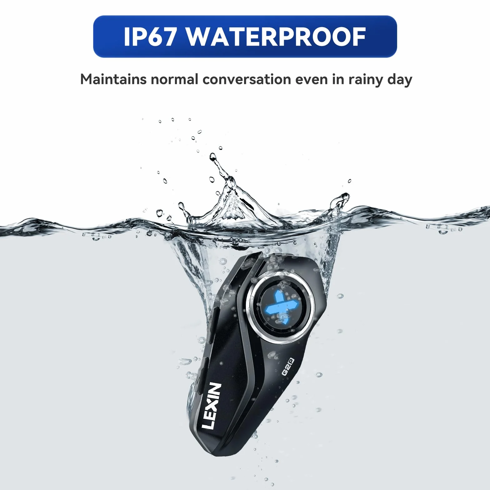 LEXIN G2P Motocyklowy System Komunikacji Bluetooth, Wodoodporny, FM Radio, Zestaw 1-os.