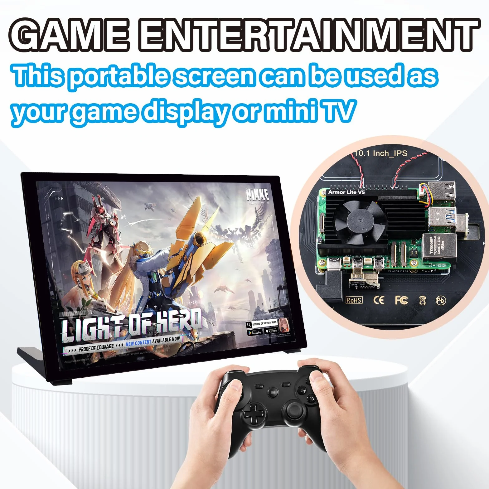 GeeekPi 10,1-calowy pojemnościowy ekran dotykowy do Raspberry Pi 5, monitor HDMI IPS 1280X800 z podwójnym głośnikiem do Raspberry Pi 4B/3B+/3B, z montażem do instalacji płytki Pi