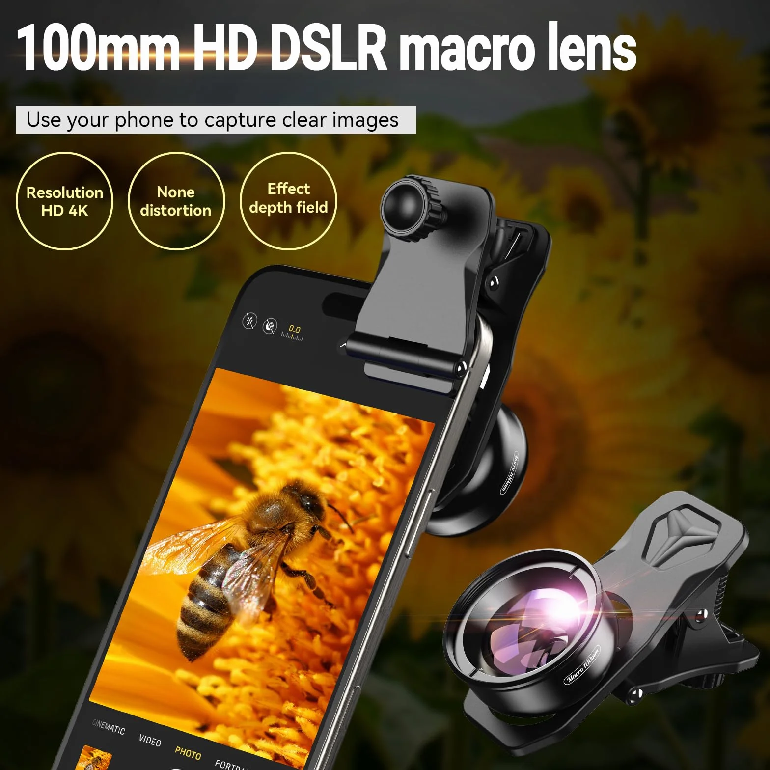 APEXEL Profesjonalny obiektyw makro do smartfona HD makro obiektyw smartfon Kompatybilny z iPhone, Pixels, Samsung Galaxy, Huawei, Xiaomi i większością telefonów komórkowych