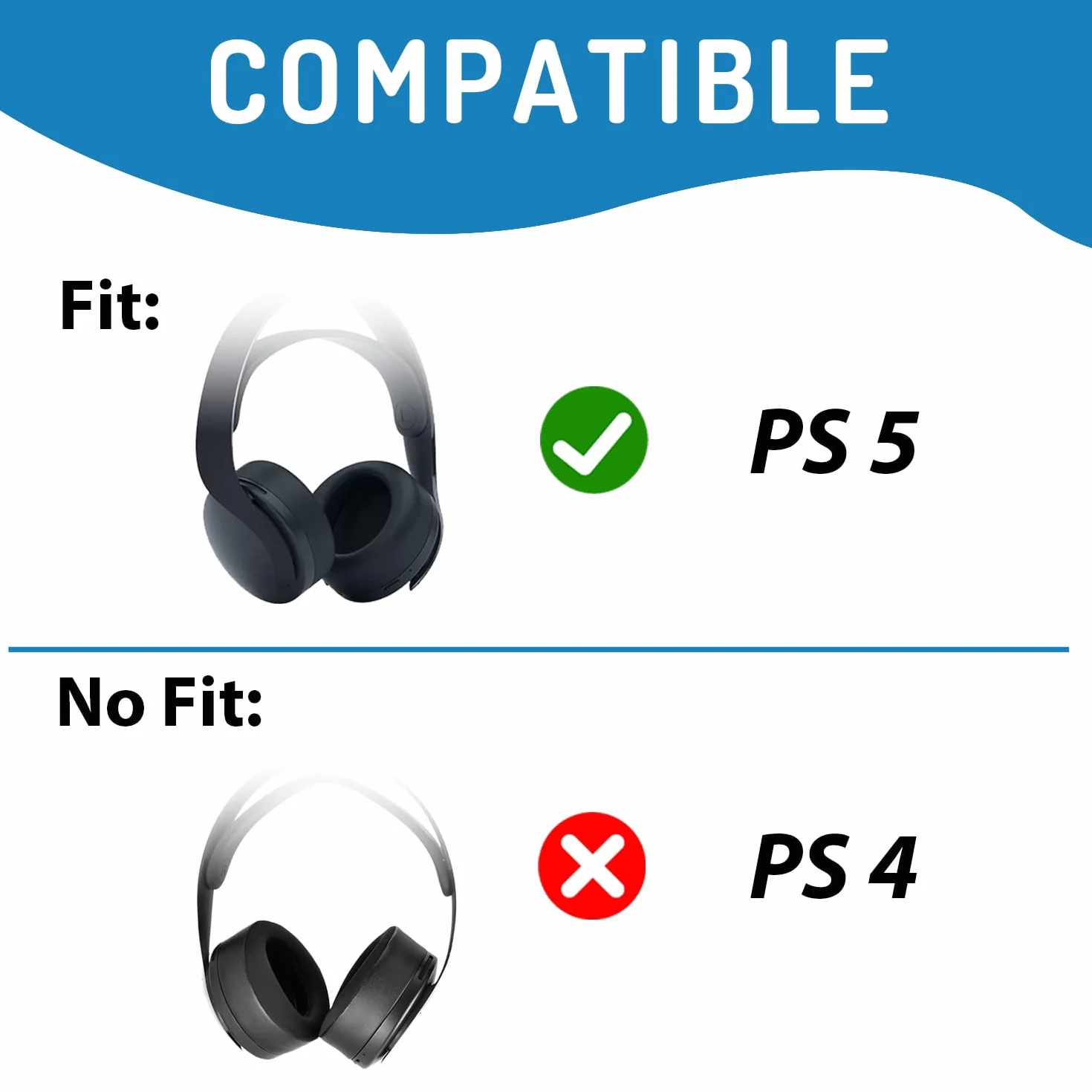 Adhiper Nauszniki Wymienne do Sony PS5 Pulse 3D, Skóra Białkowa Pianka Pamięciowa Czarny