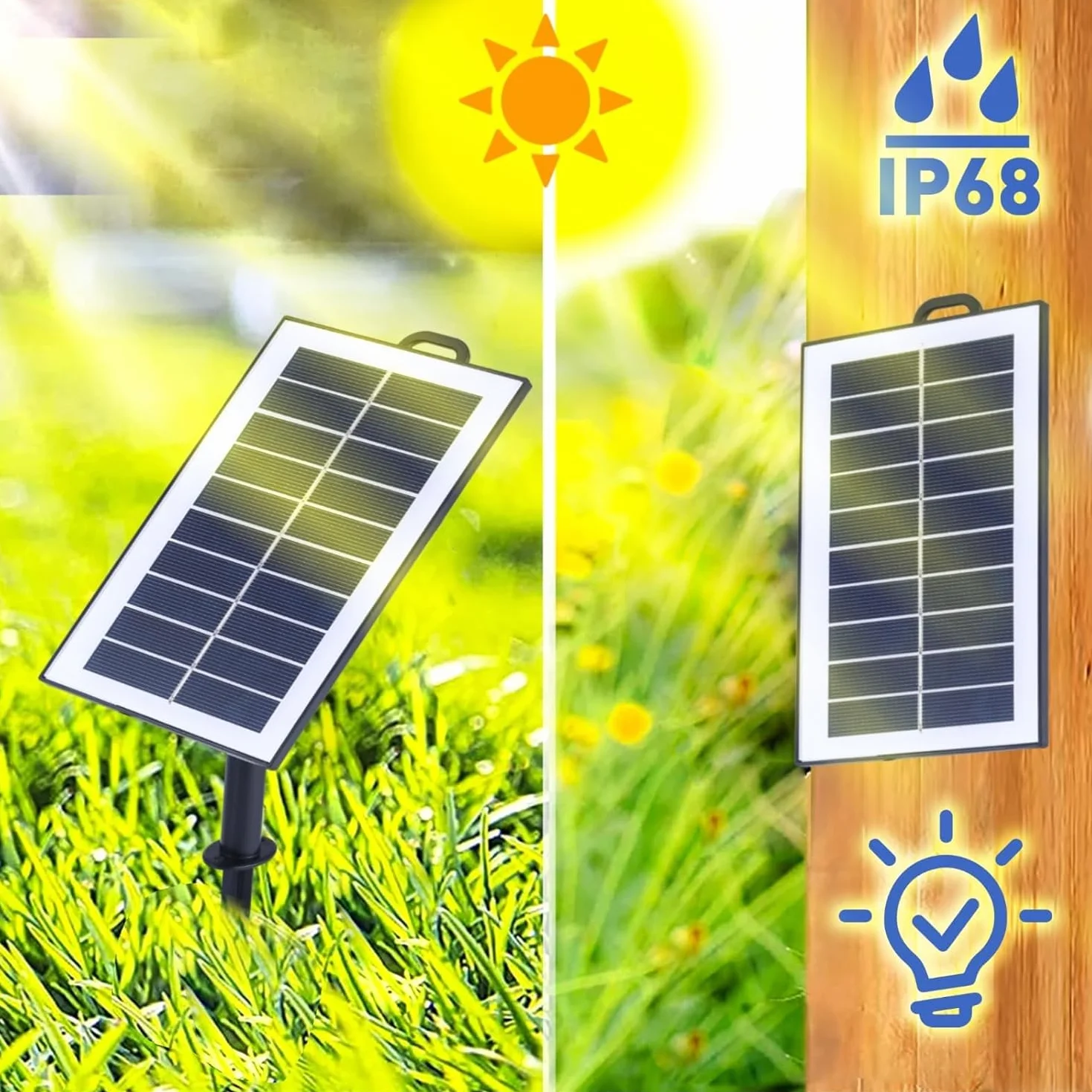 M Ledme - Zewnętrzna solarna listwa LED do ogrodu 5 metrów z pilotem, wodoszczelna IP68, 300 diod LED, ciepła biel, z zestawem instalacyjnym do paneli słonecznych, do ogrodu, domu, dekoracyjna