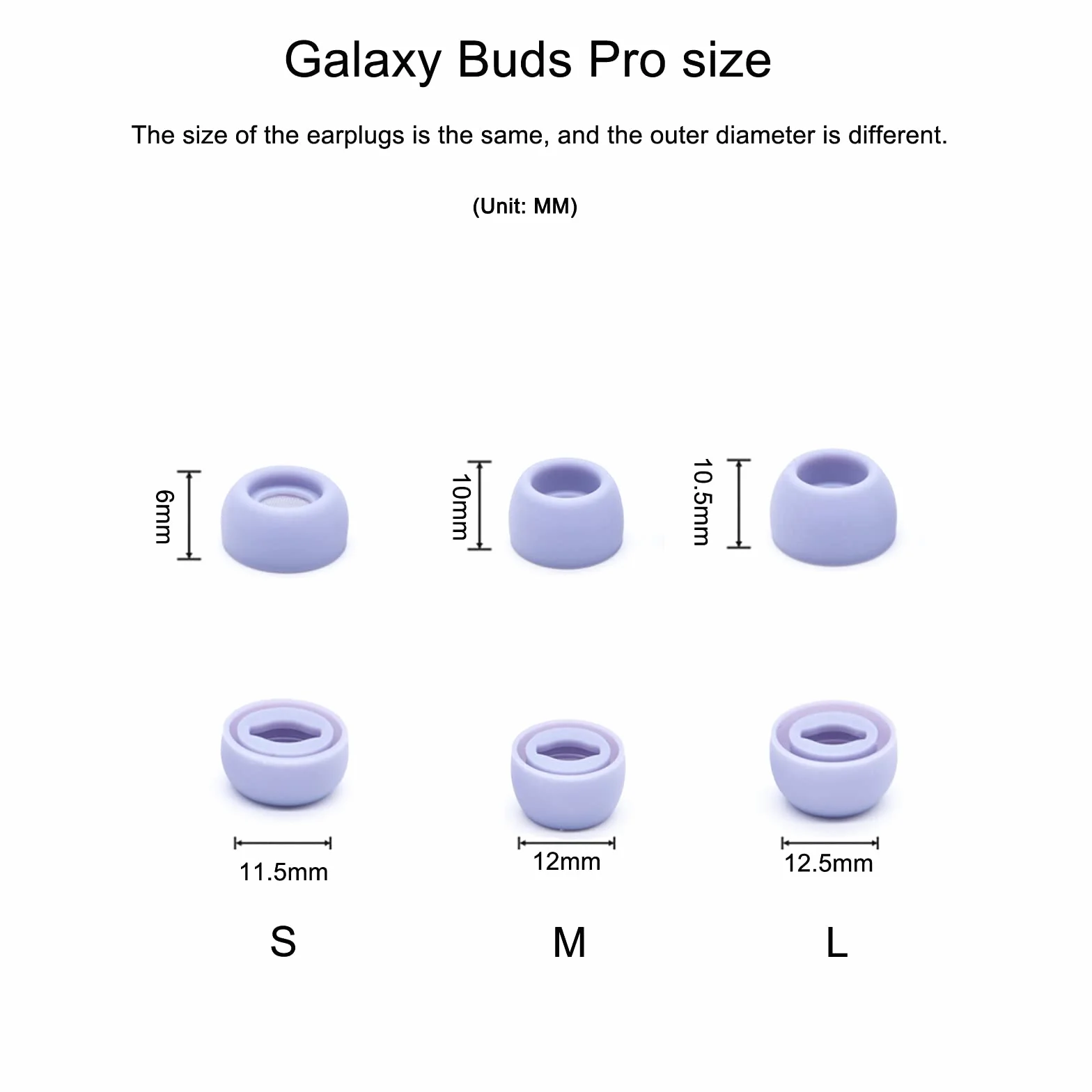Adhiper Zatyczki do uszu Samsung Galaxy Buds Pro, silikonowe, 3 rozmiary, redukujące hałas, fioletowe