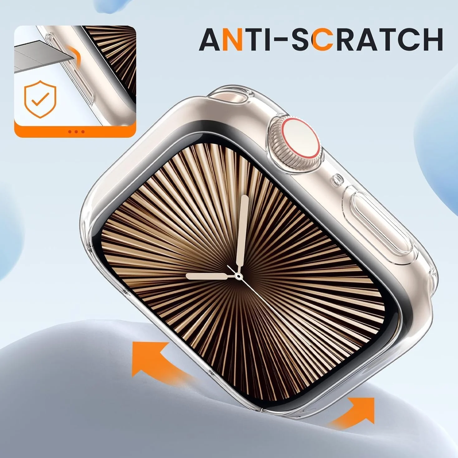 ivoler 3-częściowy przezroczysty silikonowy pokrowiec do Apple Watch 42 mm (seria 11/10) – pełne pokrycie ekranu, miękki TPU, folia ochronna na ekran